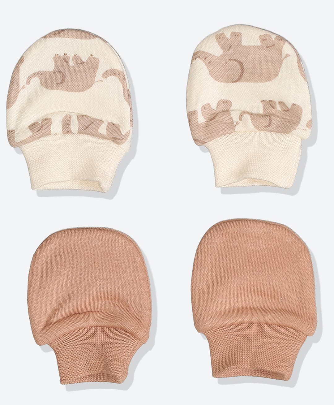 Mothercare 100% Cotton Knit Mittens with Elephant Print Pack of 2 in Coral - Diameter 9.5 cm-picture-13