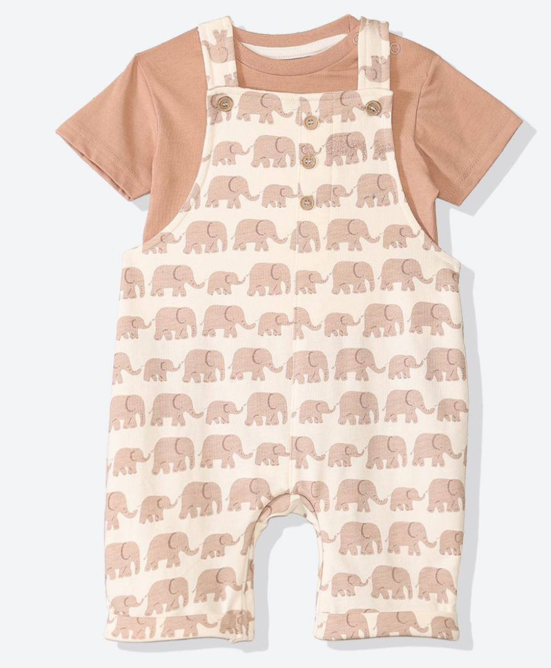 Mothercare Cotton Woven Knit 2 Piece Dungaree Set With Lion Print - Brown-picture-12