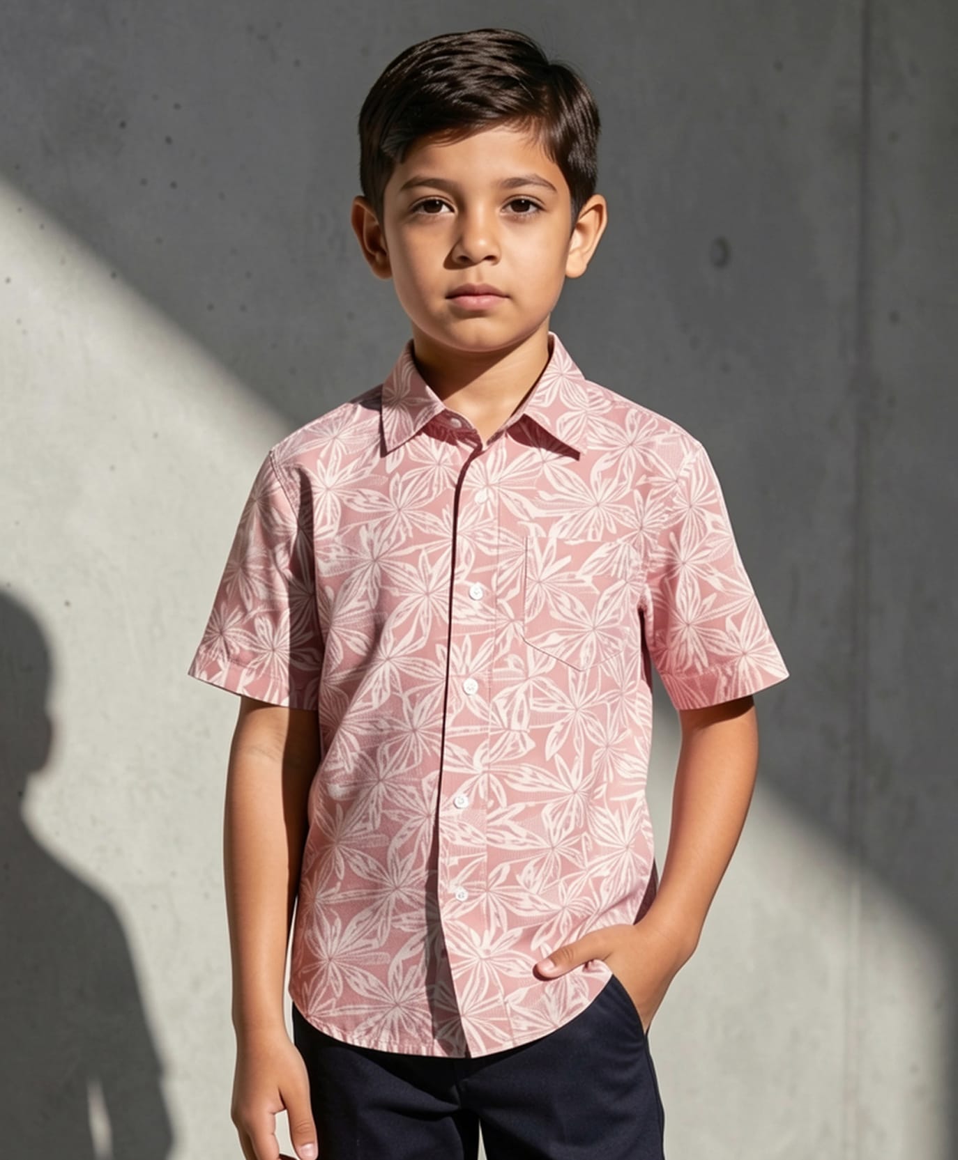 The Kids Club Cotton Blend Woven Half Sleeves Tropical Theme Printed Shirt - Pink-picture-32