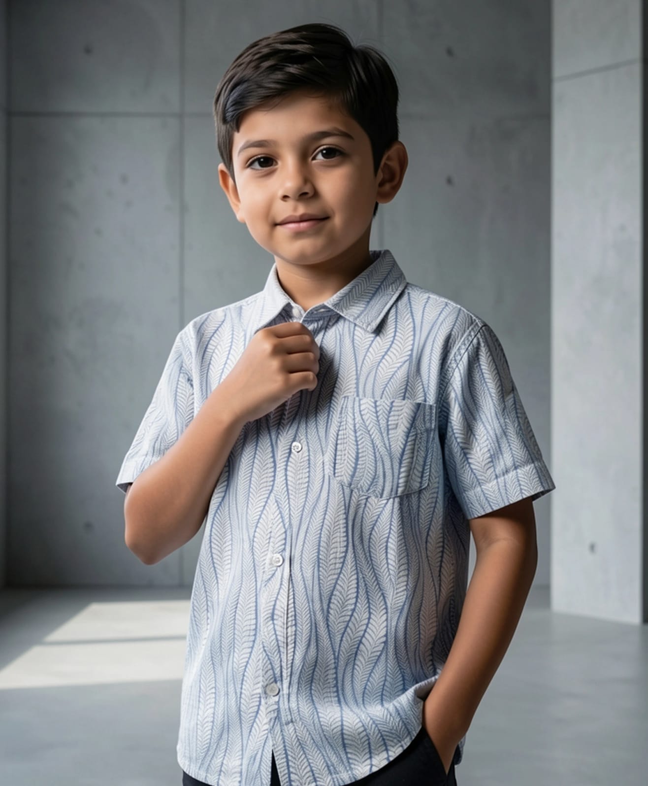 The Kids Club Cotton Blend Woven Tropical Theme Printed Shirt - Blue-image-48