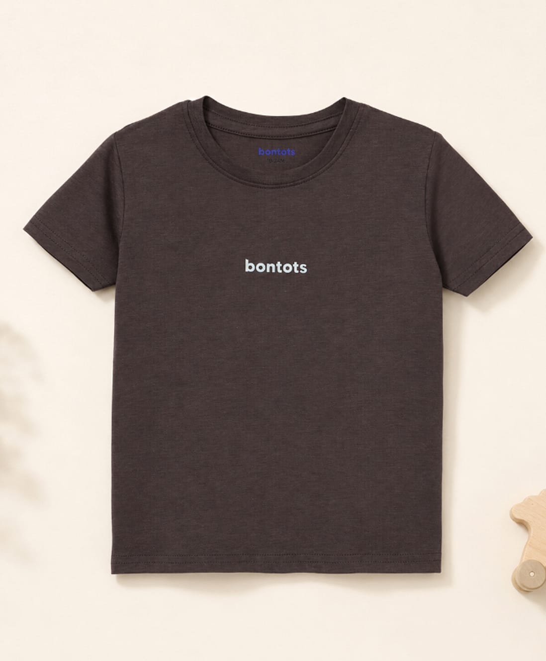 bontots Cotton Lyocell Knit Half Sleeves Brand Name Printed Tee - Brown-image-24