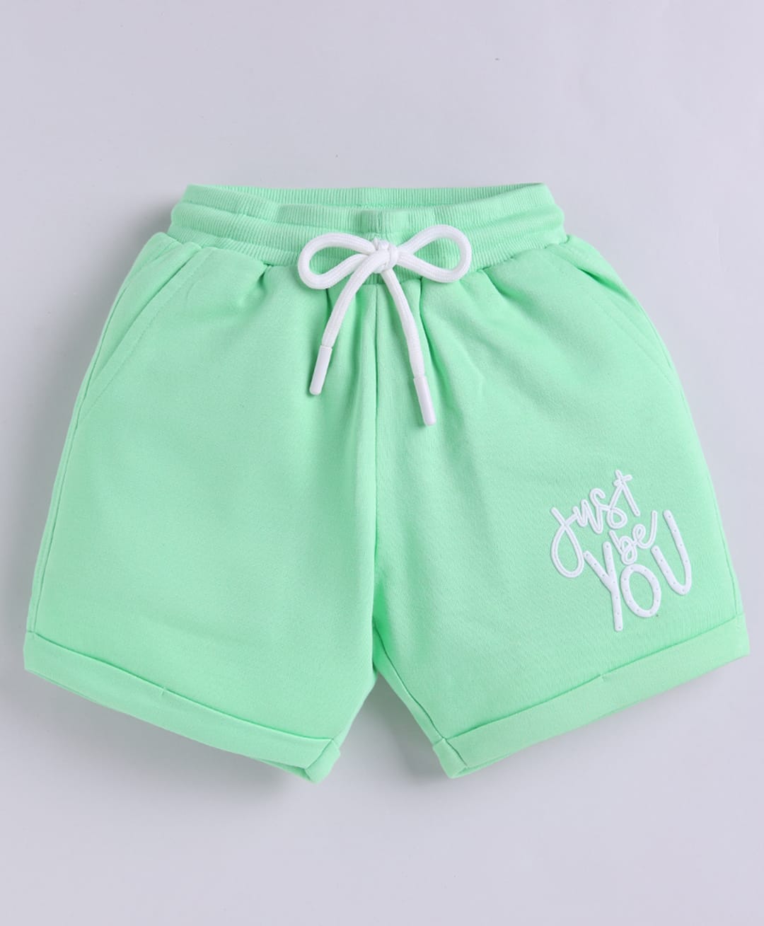 giniekids Cotton Blend Knit Just Be You Text Printed Shorts - Green-picture-42