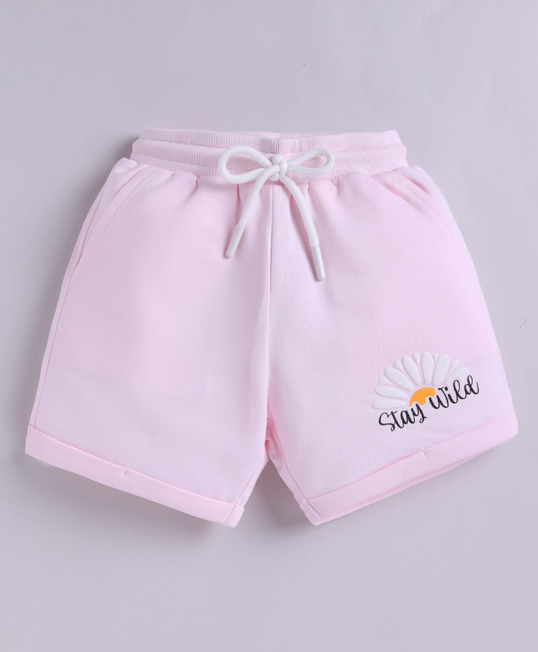 giniekids Cotton Blend Knit Stay Wild Text Printed Shorts - Baby Pink-picture-14