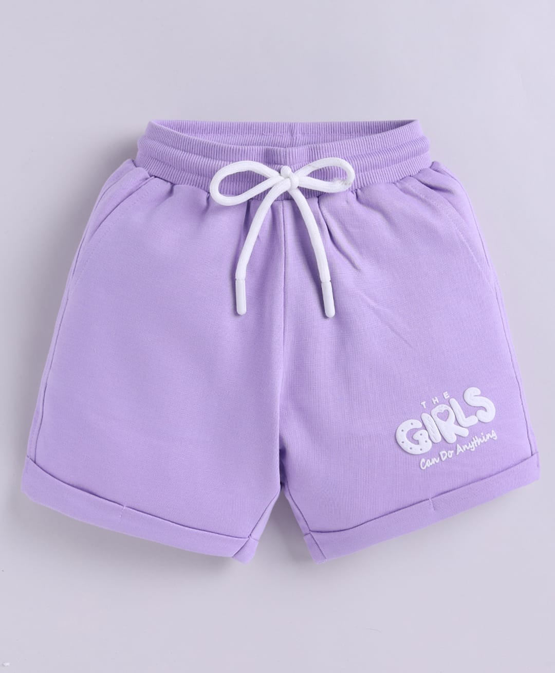 giniekids Cotton Blend Knit The Girls Can Do Anything Text Printed Shorts - Lavender-picture-20