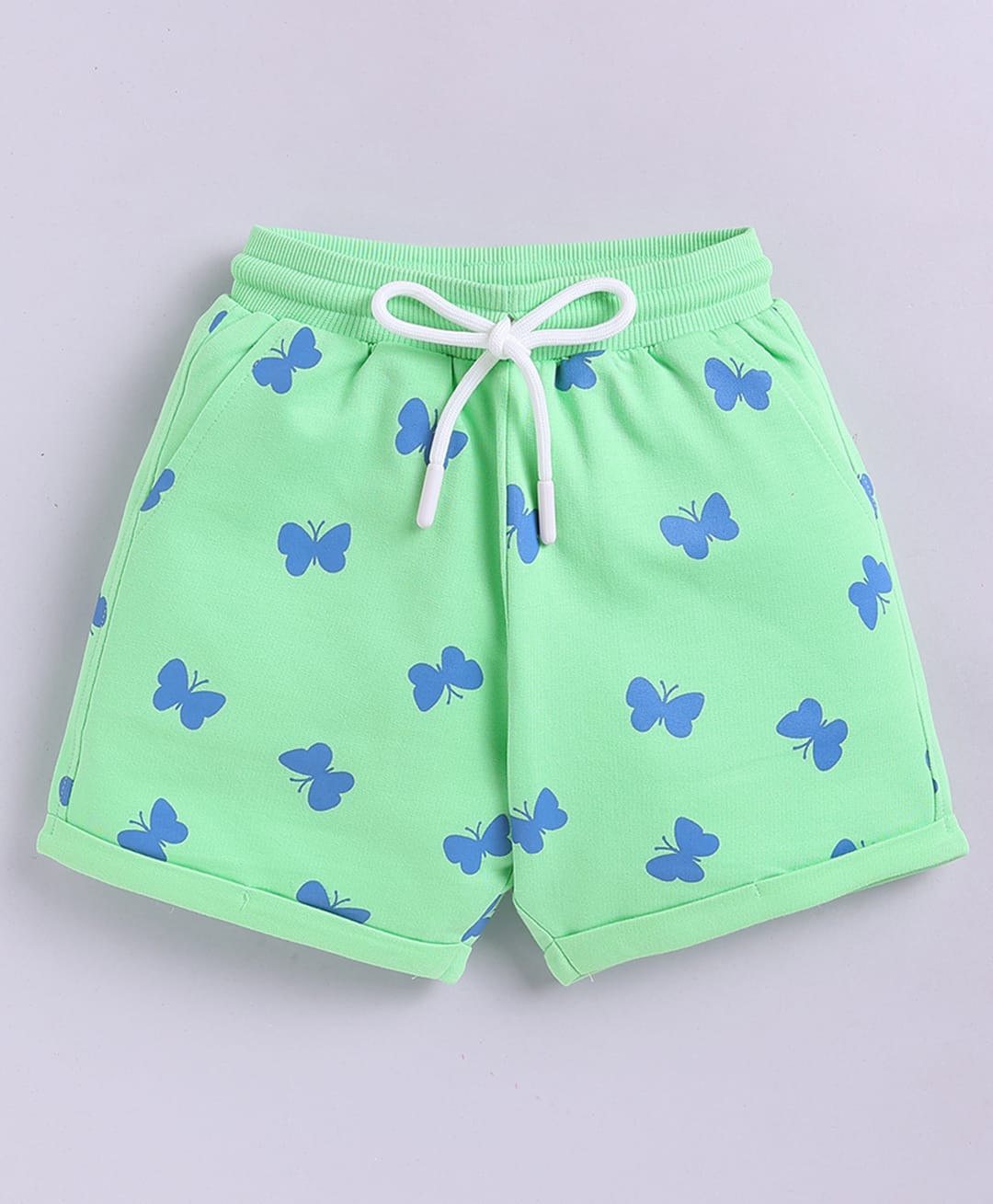 giniekids Cotton Blend Knit Butterfly Printed Shorts - Green-picture-23