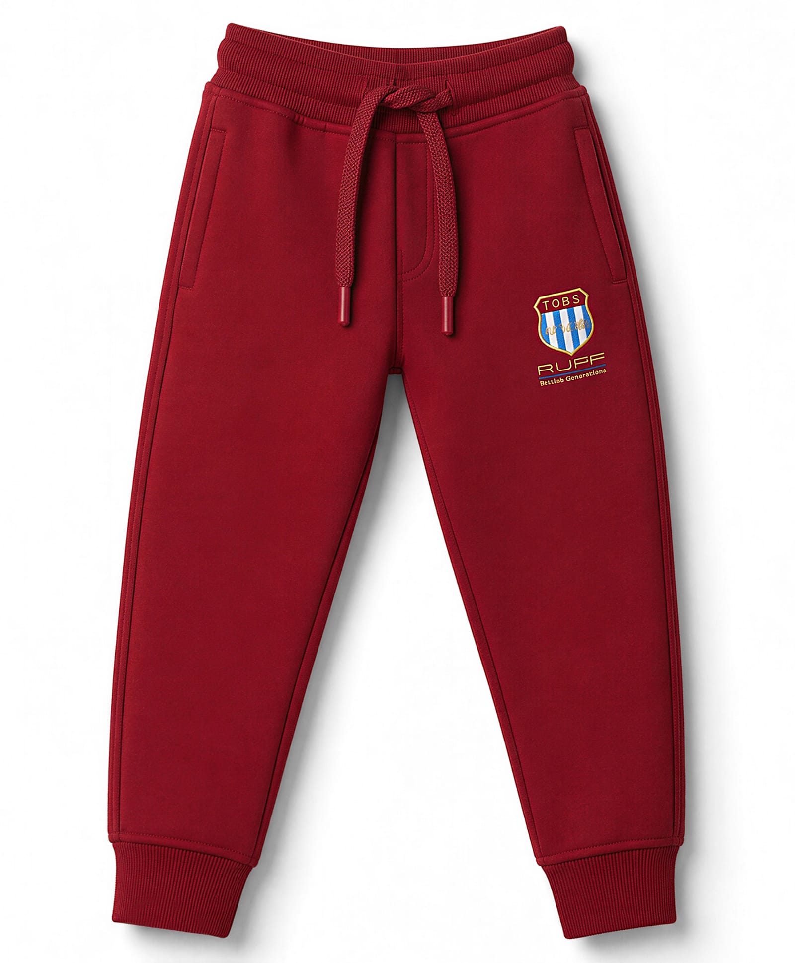 Ruff Interlock Knit Full Length Lounge Pant With Patch - Maroon-picture-21