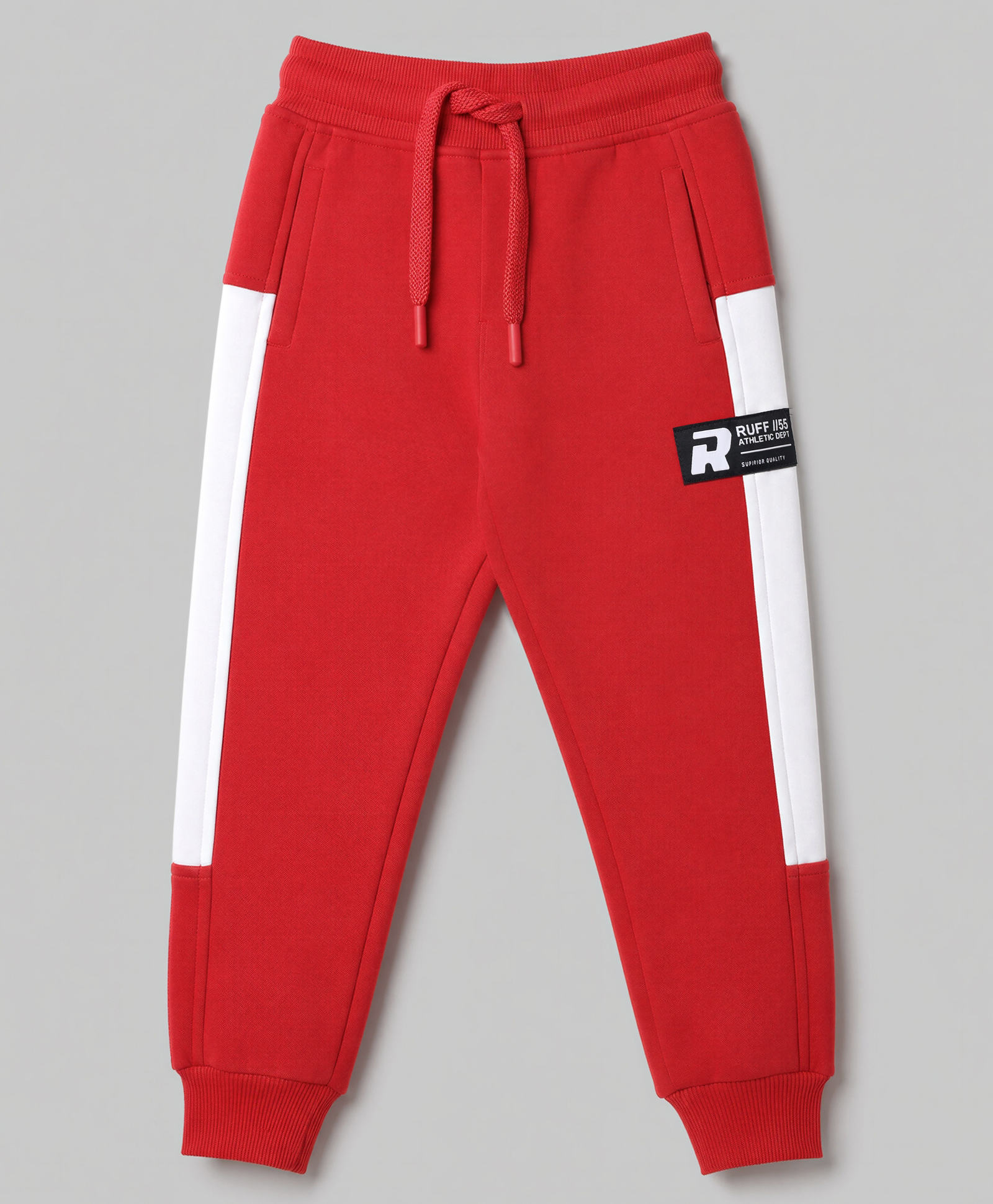Ruff Interlock Knit Fleece Full Length Lounge Pants - Red-picture-26