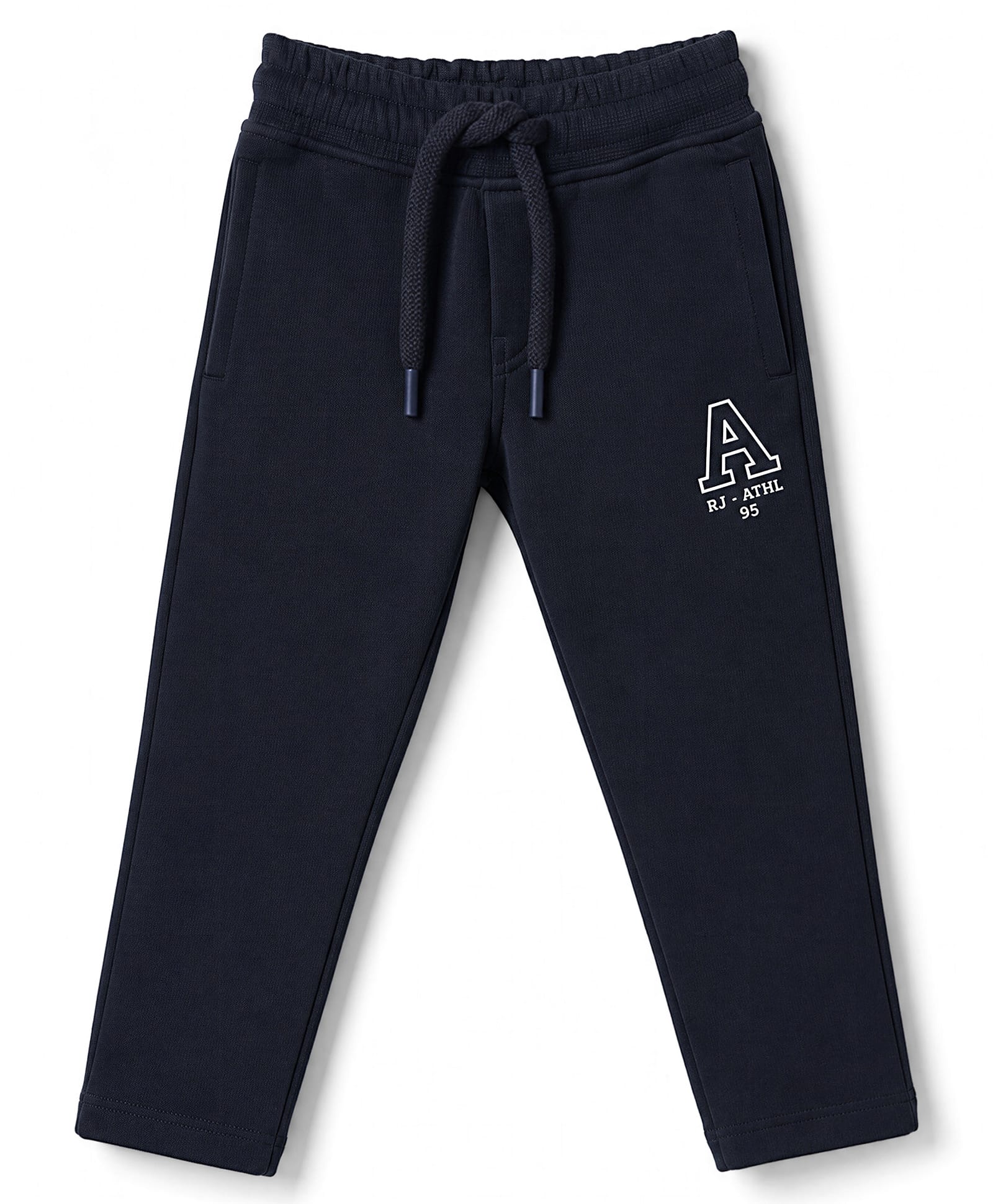 Ruff Fleece Interlock Knit Full Length Lounge Pants With Text Print - Navy Blue-picture-33