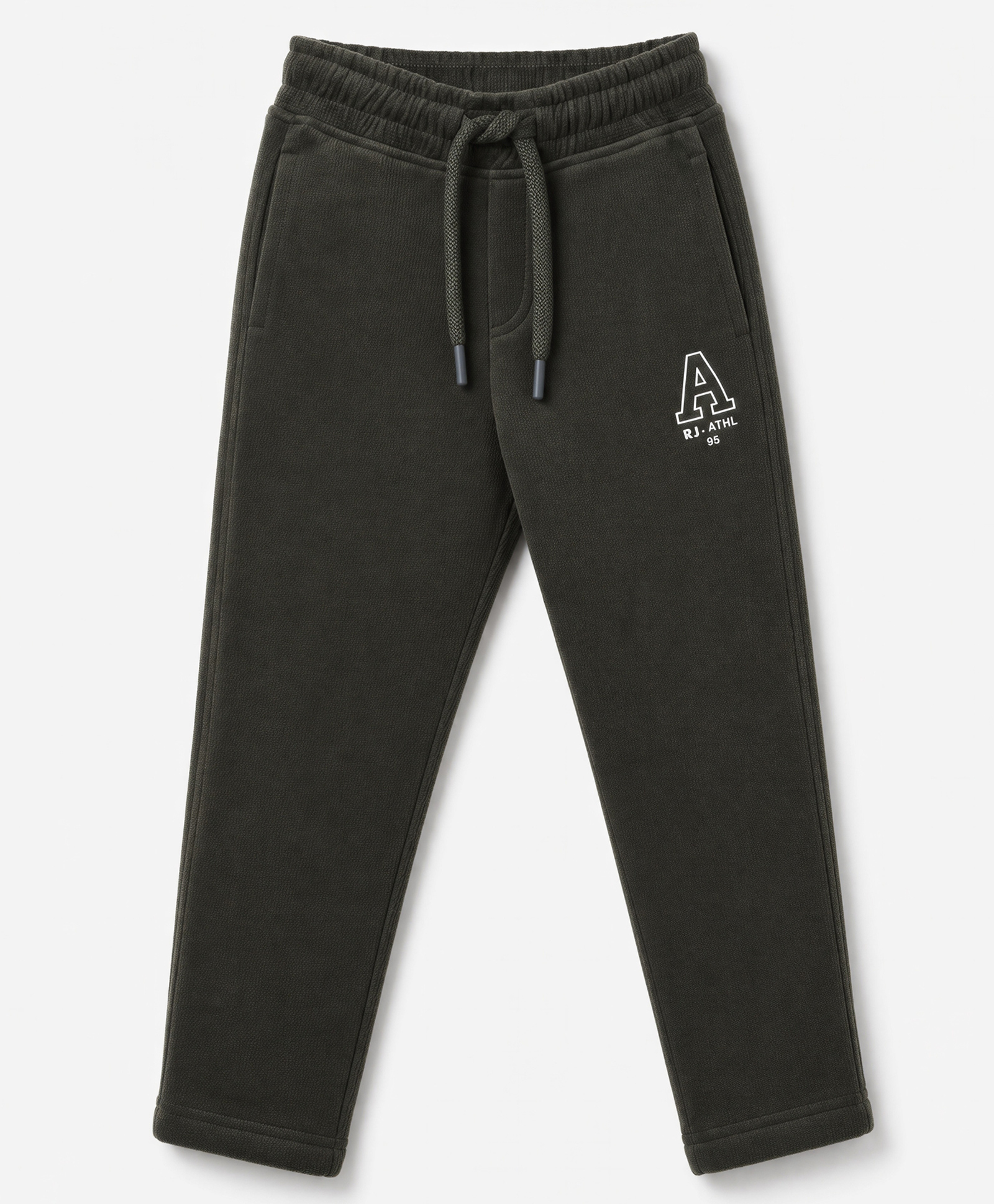 Ruff Fleece Interlock Knit Full Length Lounge Pants With Text Print - Dark Green-picture-36