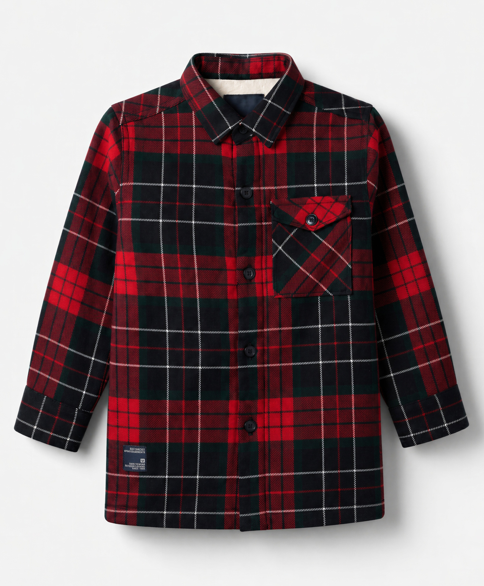 Ruff Tweed Woven Full Sleeves Shacket Checked Shirt - Red-picture-2