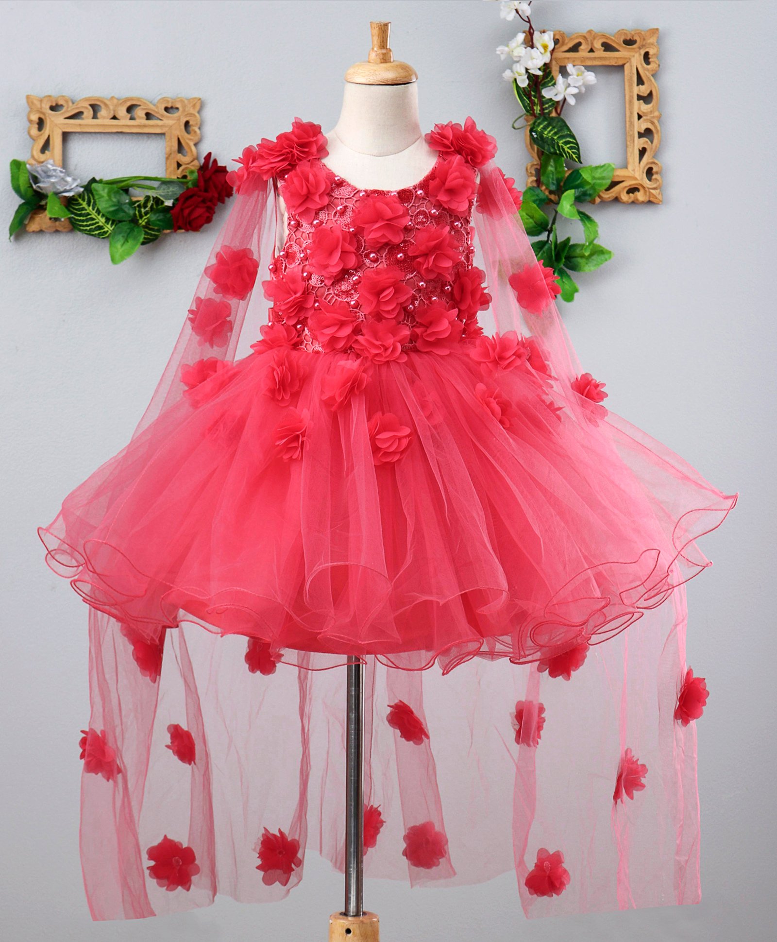 hot pink cape dress