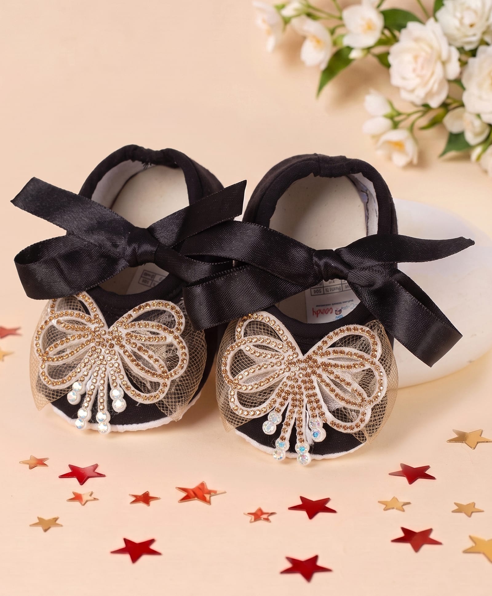 Coco Candy Stones Embellished Butterfly Applique Detailed Booties - Black-picture-27