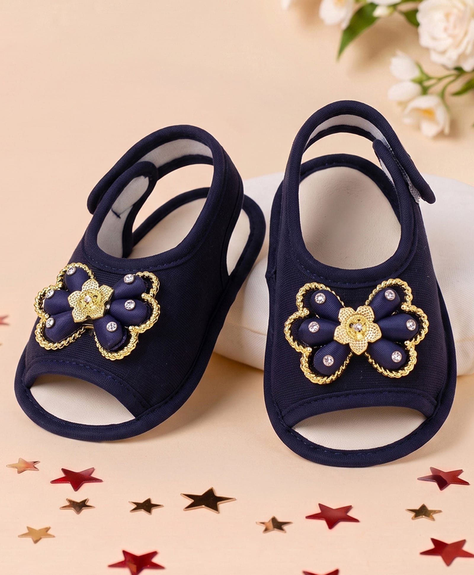 Coco Candy Stones Embellished Bow Applique Detailed Booties - Blue-picture-10