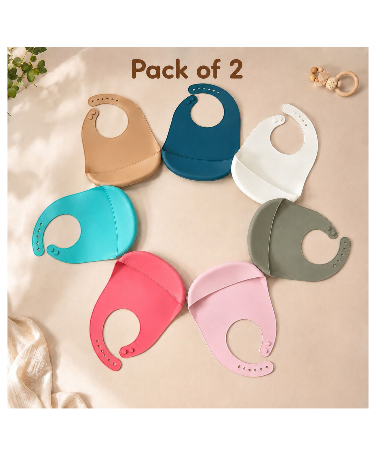 the little lookers Little Lookers Silicone Baby Feeding Bibs | Waterproof | Adjustable Neck Strap | Soft Food Catcher Pocket | Reusable, Washable & Easy Clean | For Babies, Toddlers & Kids| Pack of 2_Multicolor-picture-40