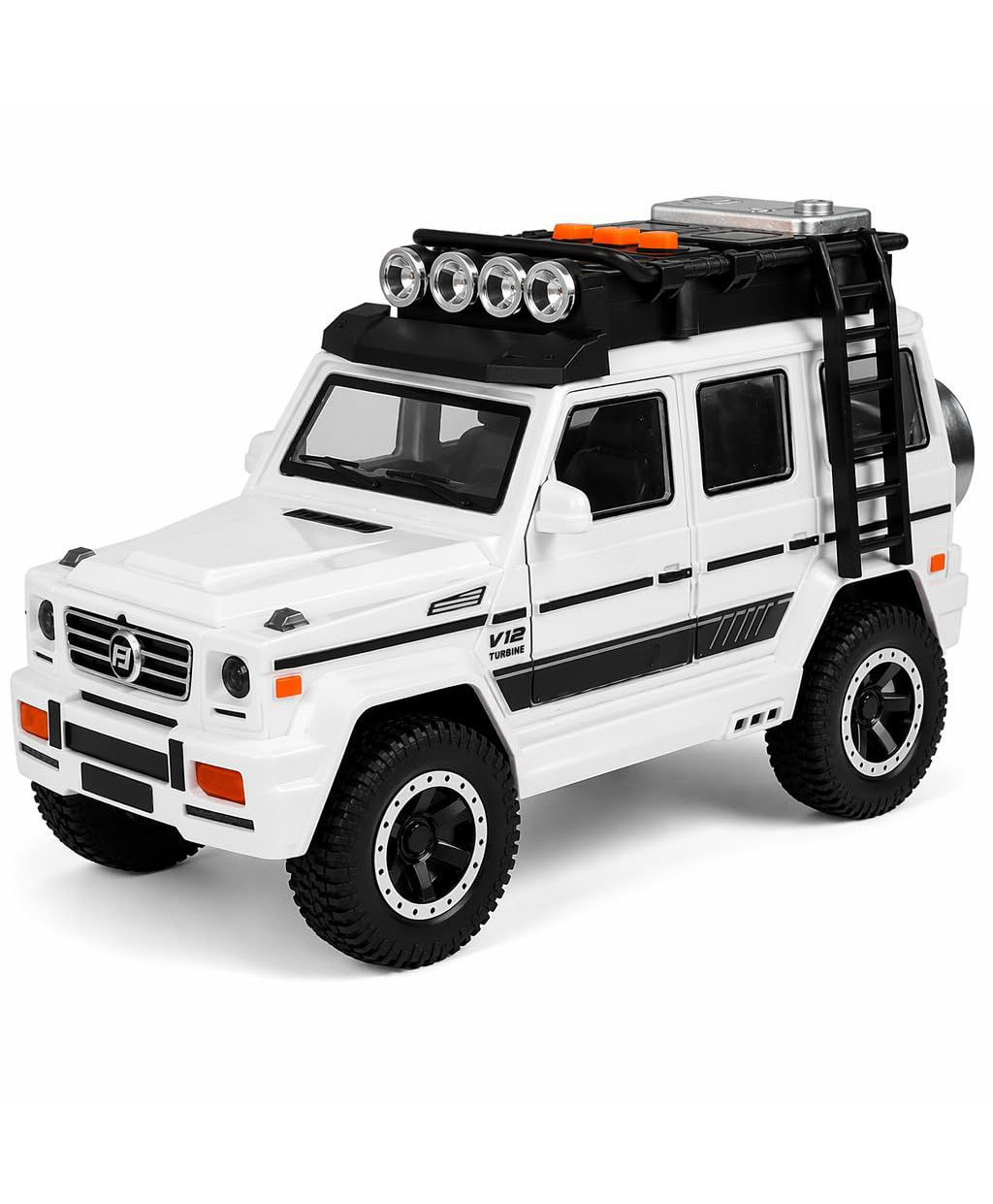FunBlast Pull Back Die-Cast SUV Car Toy with Light & Sound for Kids Pack of 1 White-picture-4