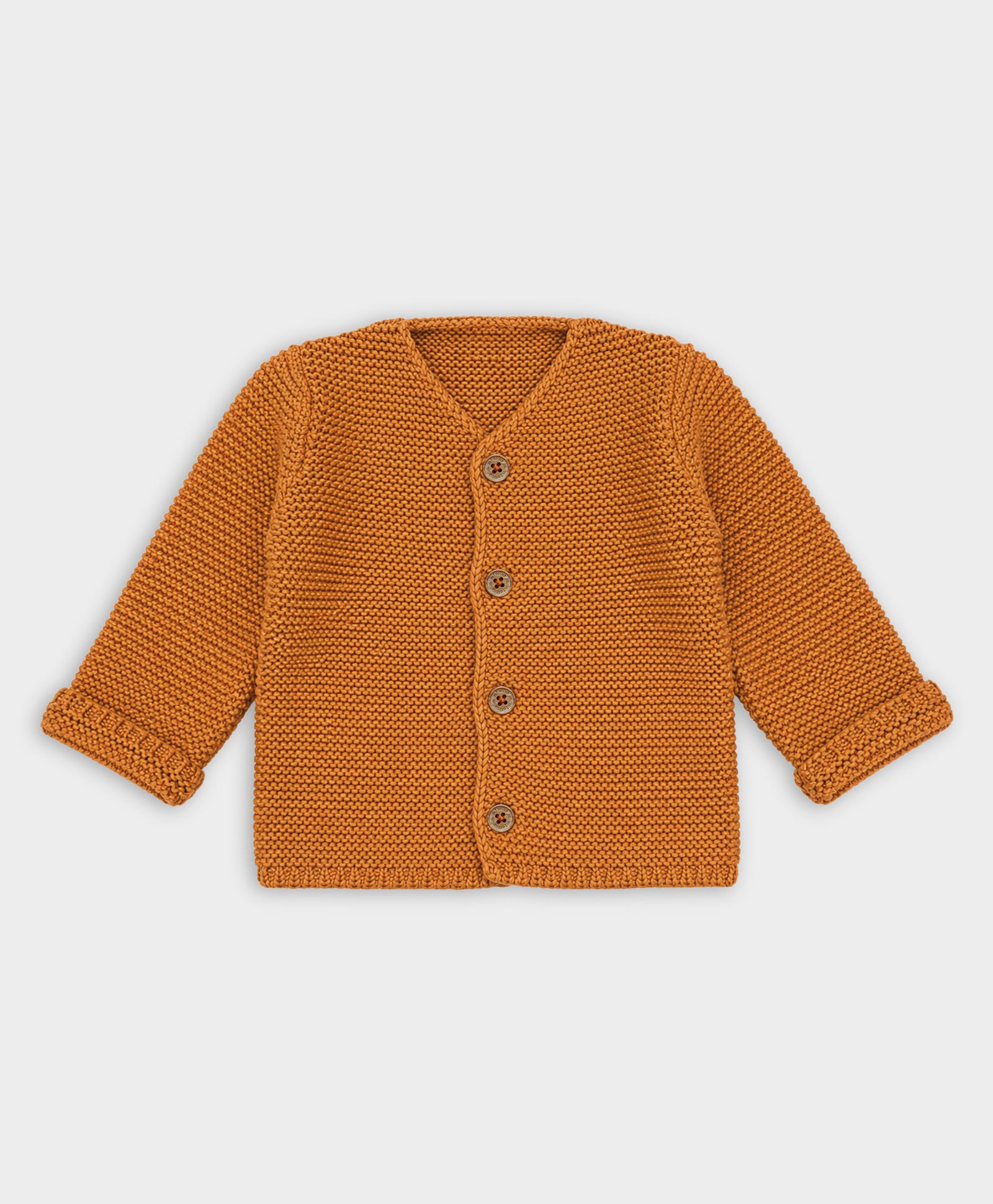Mi Arcus 100% Cotton Knit Full Sleeves Solid Cardigan - Orange-picture-41