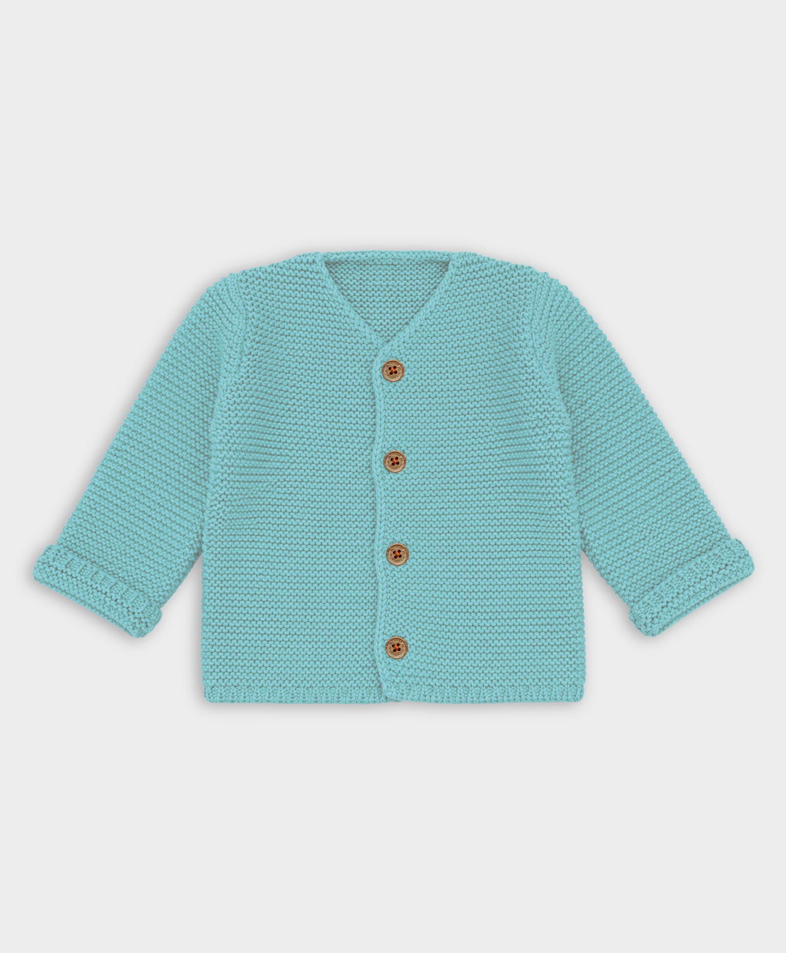 Mi Arcus 100% Cotton Knit Full Sleeves Solid Cardigan - Blue-image-20