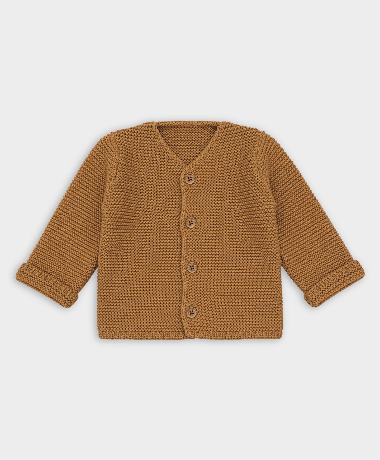 Mi Arcus 100% Cotton Knit Full Sleeves Solid Cardigan - Coffee-picture-38