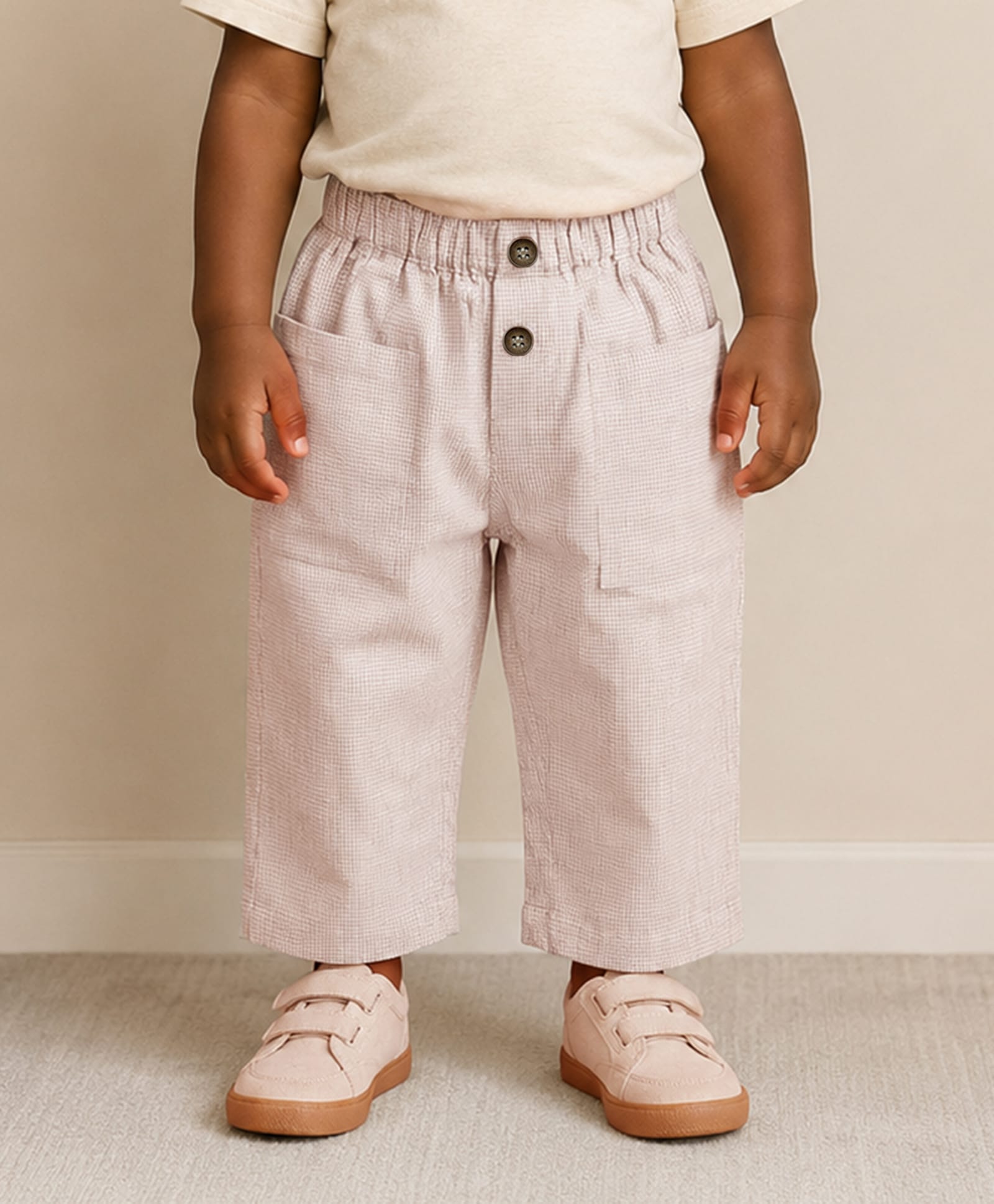 Mi Arcus Woven Checked Trouser - Beige-picture-12