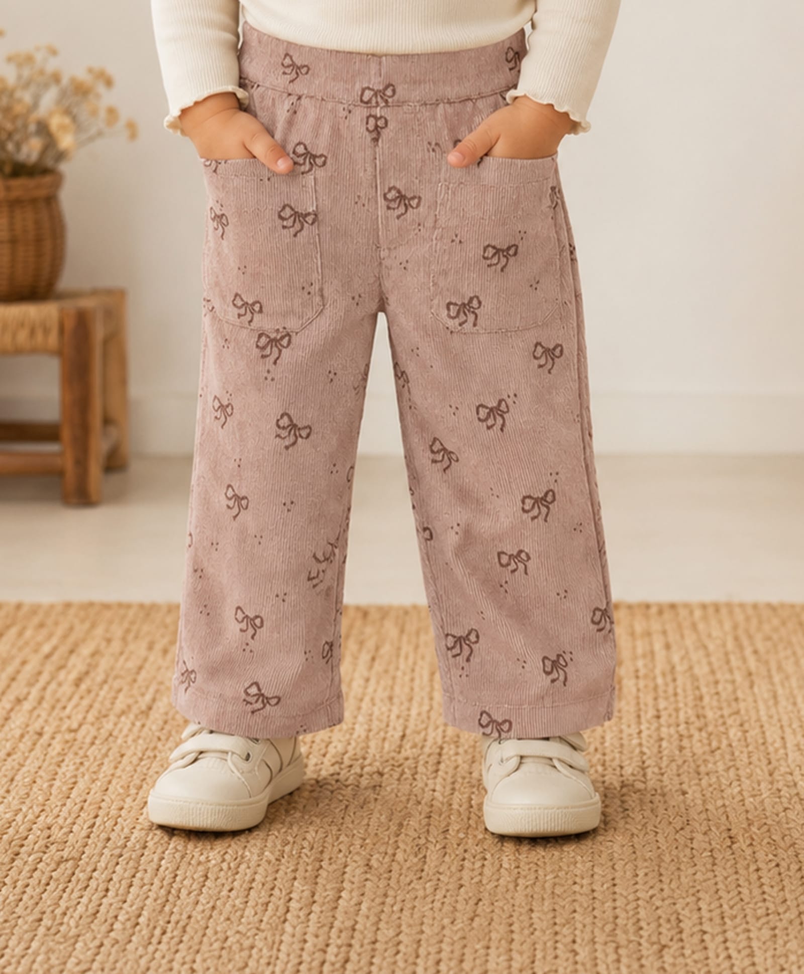 Mi Arcus Cotton Elastane Knit Bow Printed Trouser - Brown-picture-36