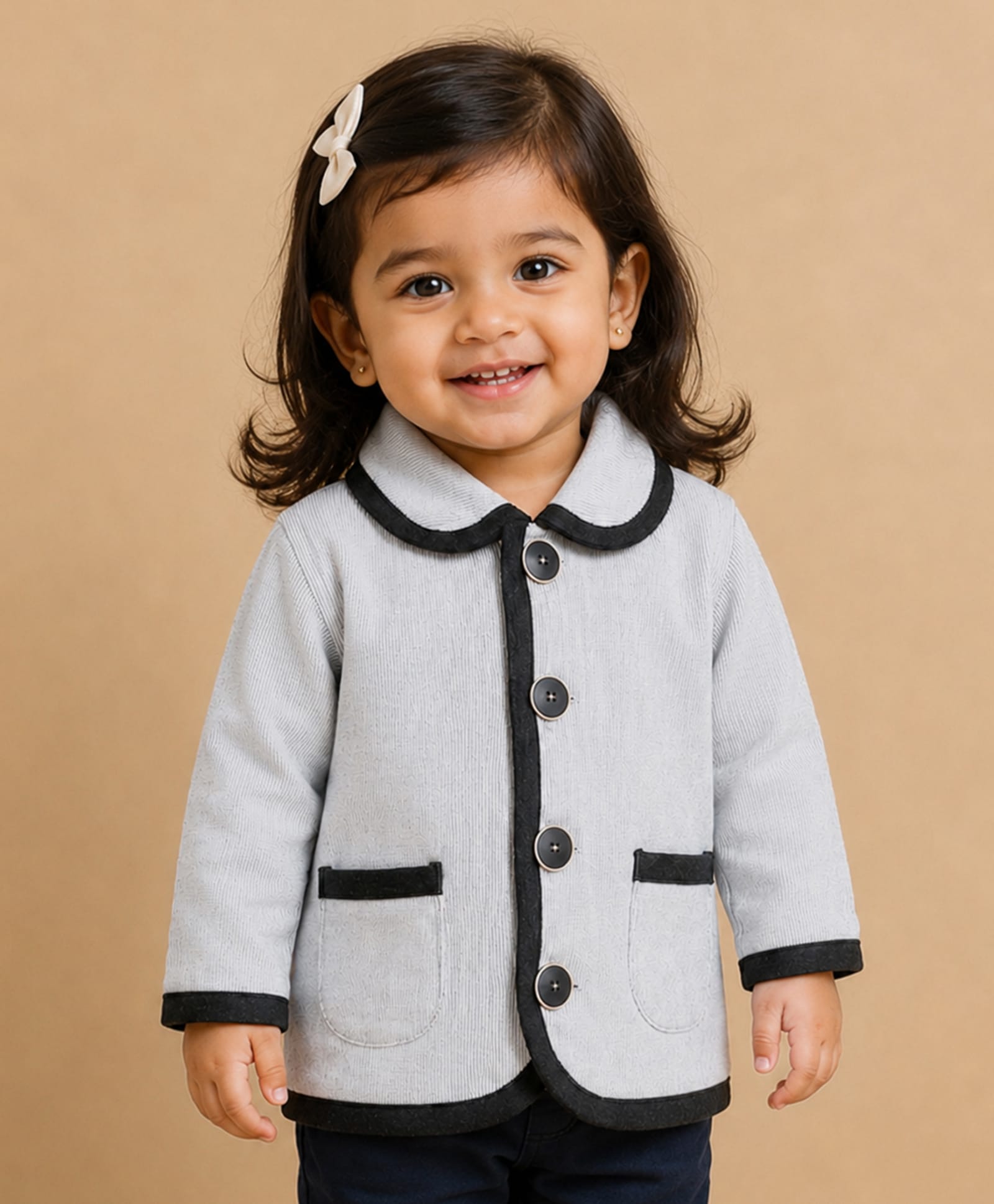 Mi Arcus Knit Full Sleeves Solid Coat - Grey-image-17