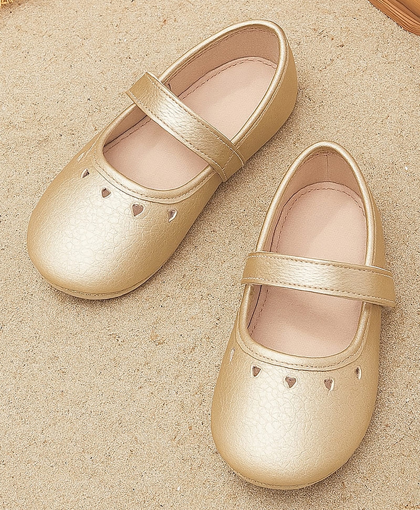 Mi Arcus Hearts Designed Velcro Closure Booties - Golden-picture-10