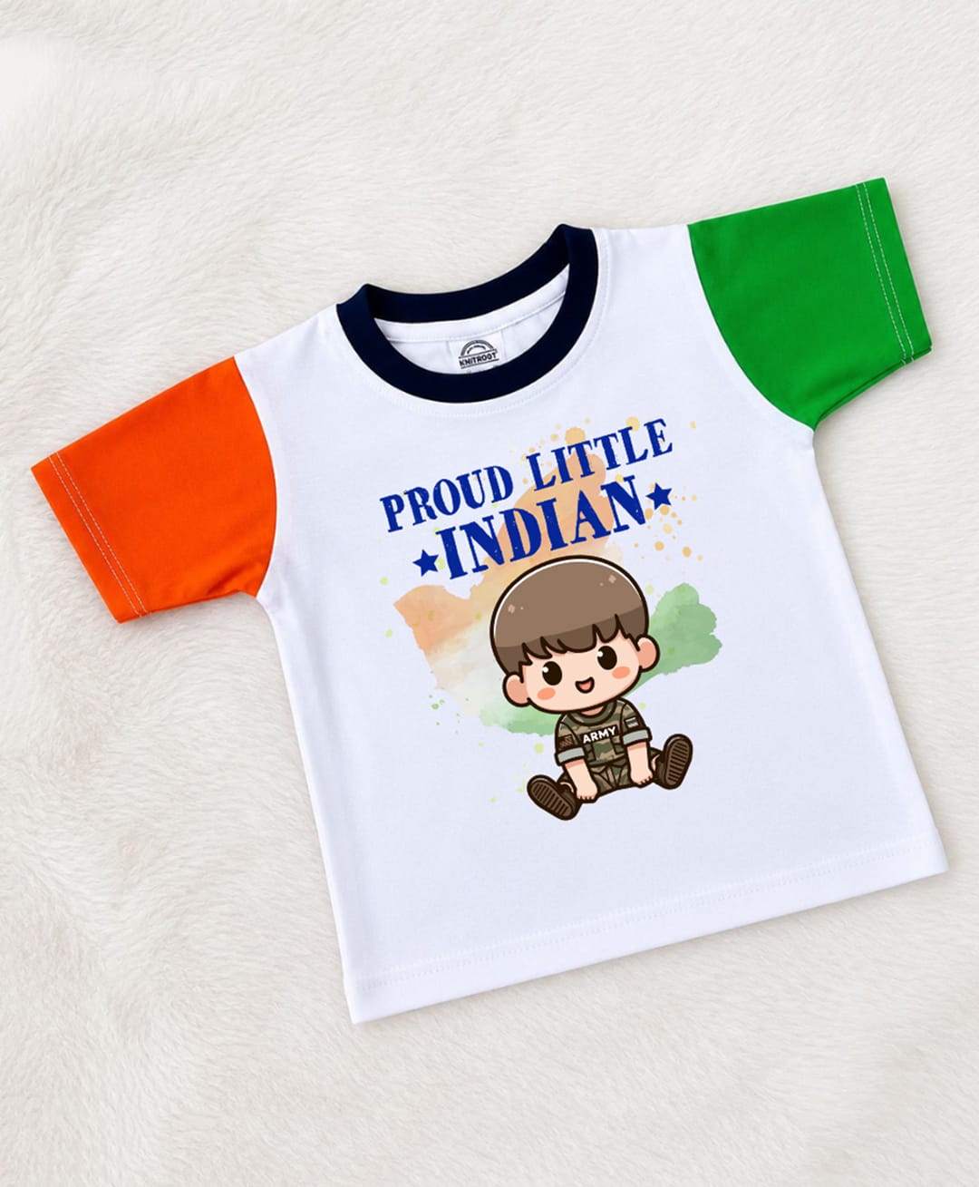 KNITROOT Cotton Knit Independence Day Theme Half Sleeves Proud Indian Text Printed Tee - White-image-20