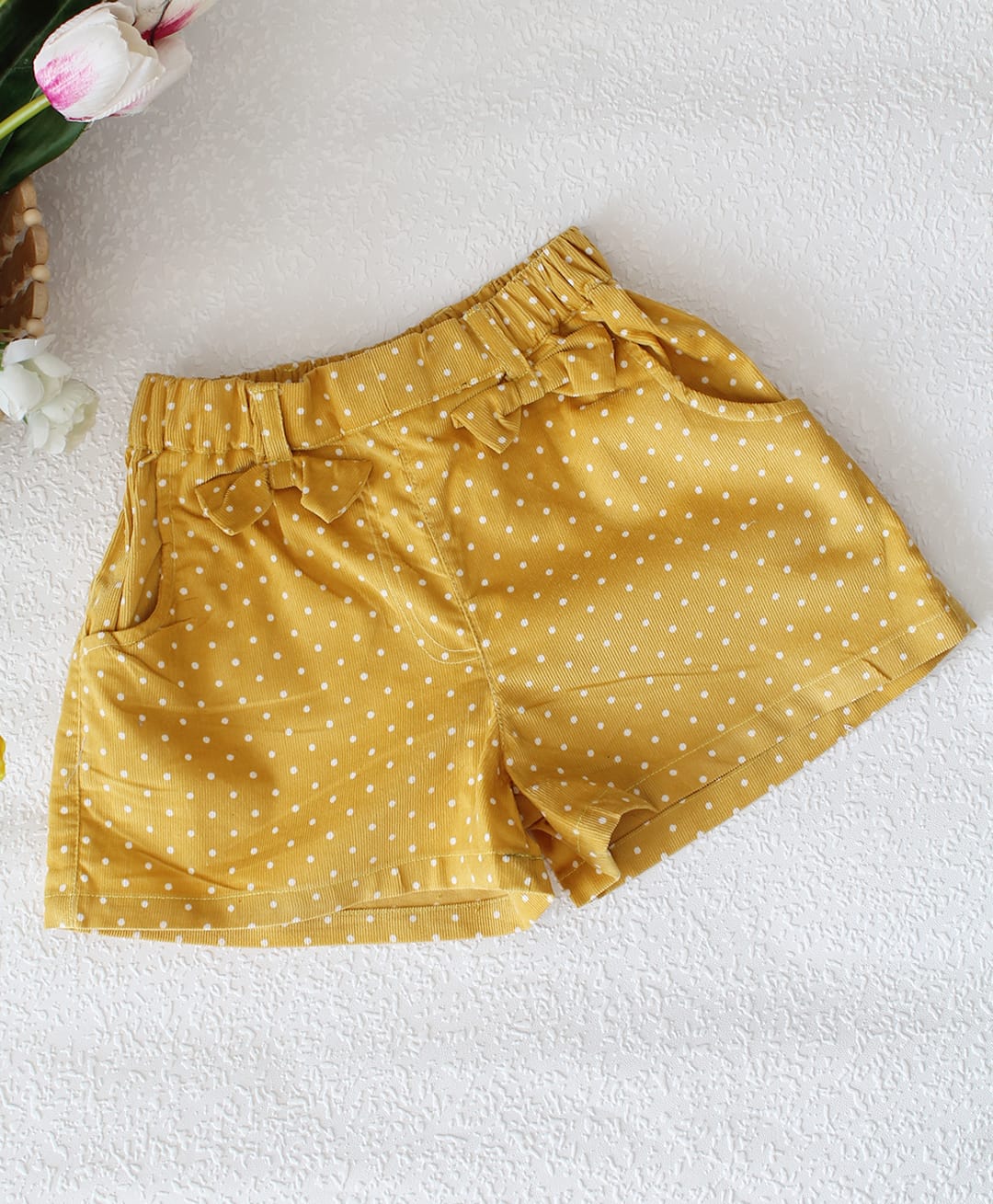 Qvink Cotton Woven Polka Dots Printed Shorts - Yellow-picture-25