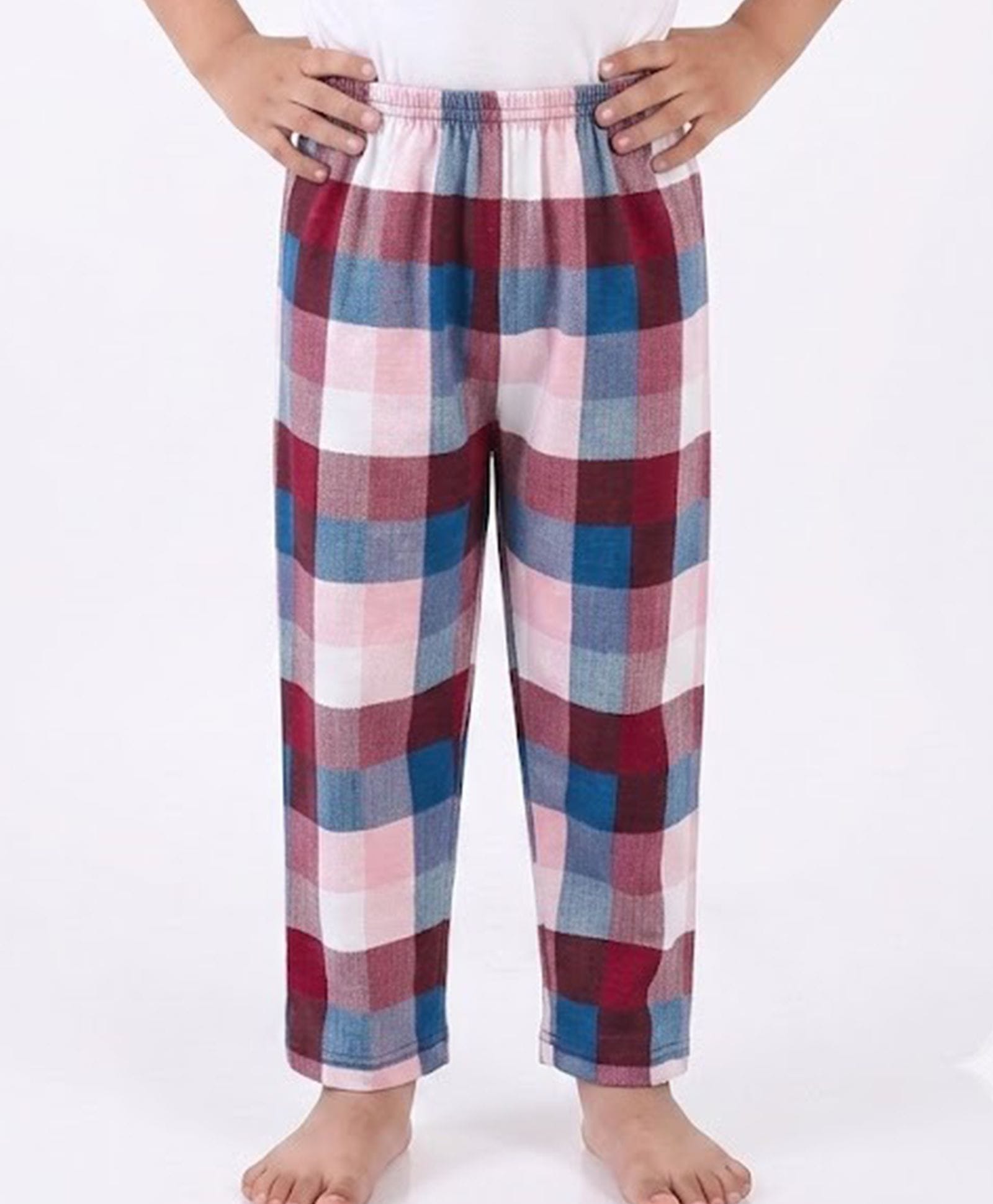 Nite Flite Cotton Knit Checked Pajama - Maroon & Blue-image-5