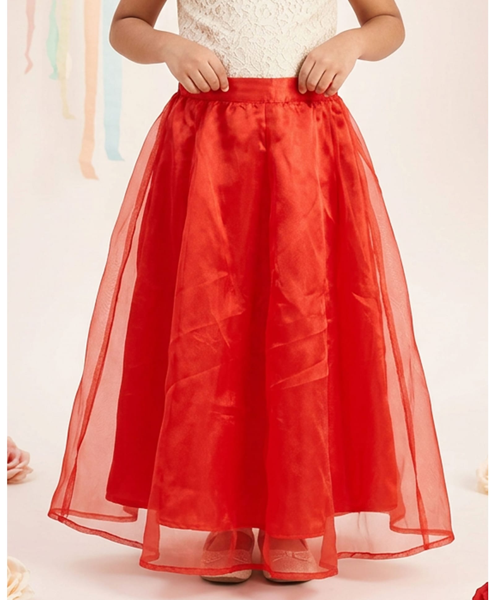 Kiddopanti Woven Solid Skirt - Scarlet Red-image-44