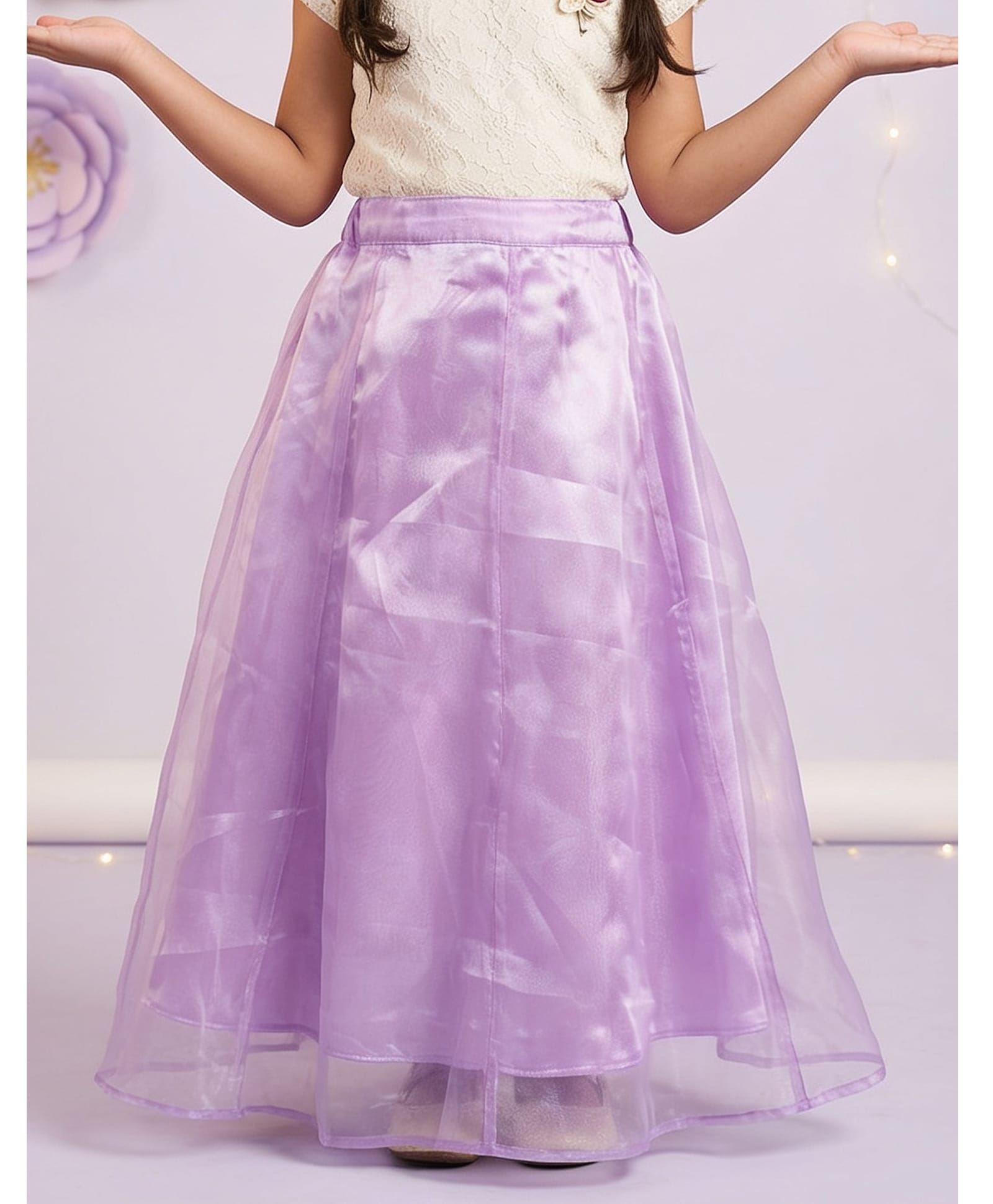 Kiddopanti Woven Solid Skirt - Lavender-image-43