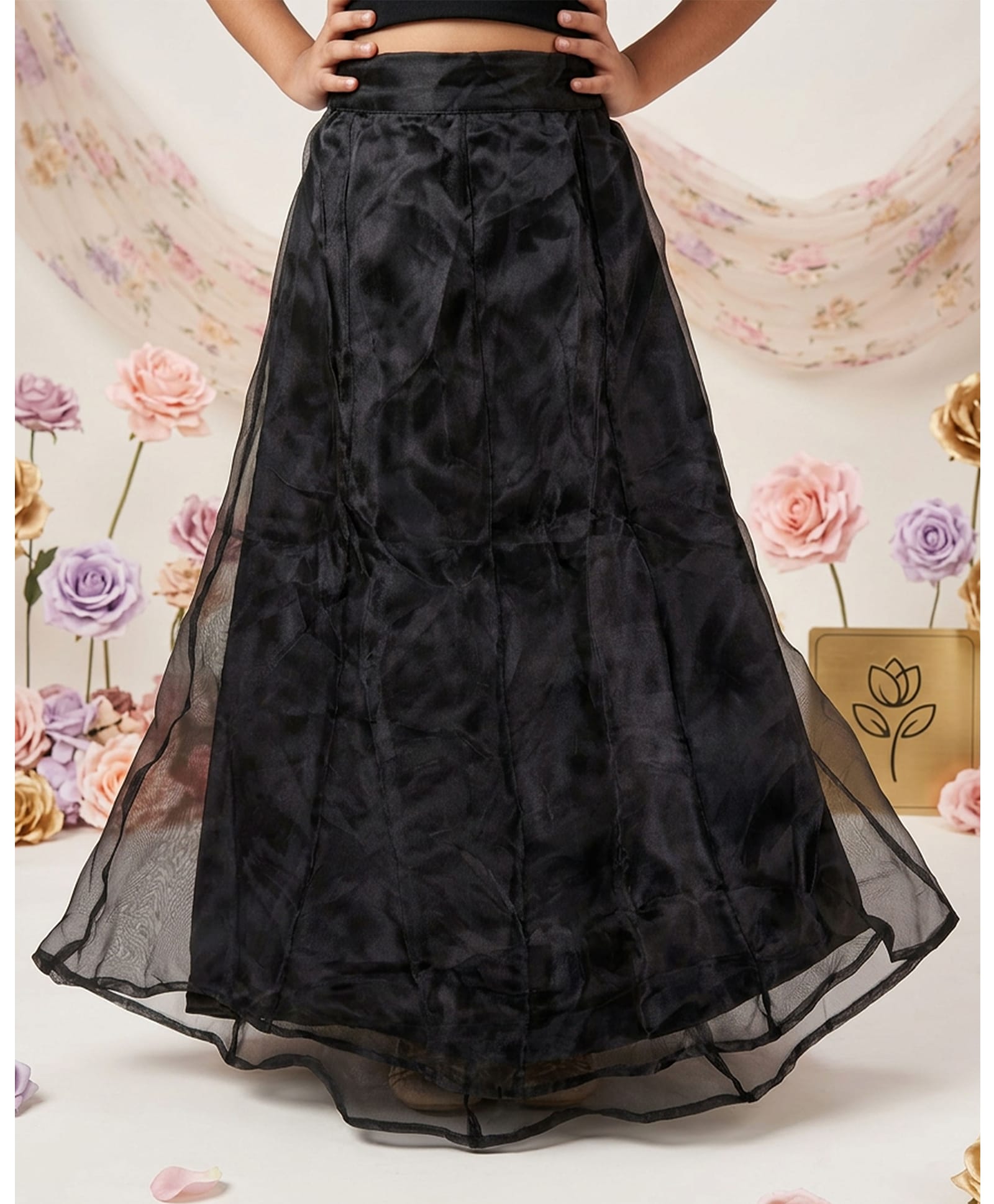 Kiddopanti Woven Solid Skirt - Black-image-48