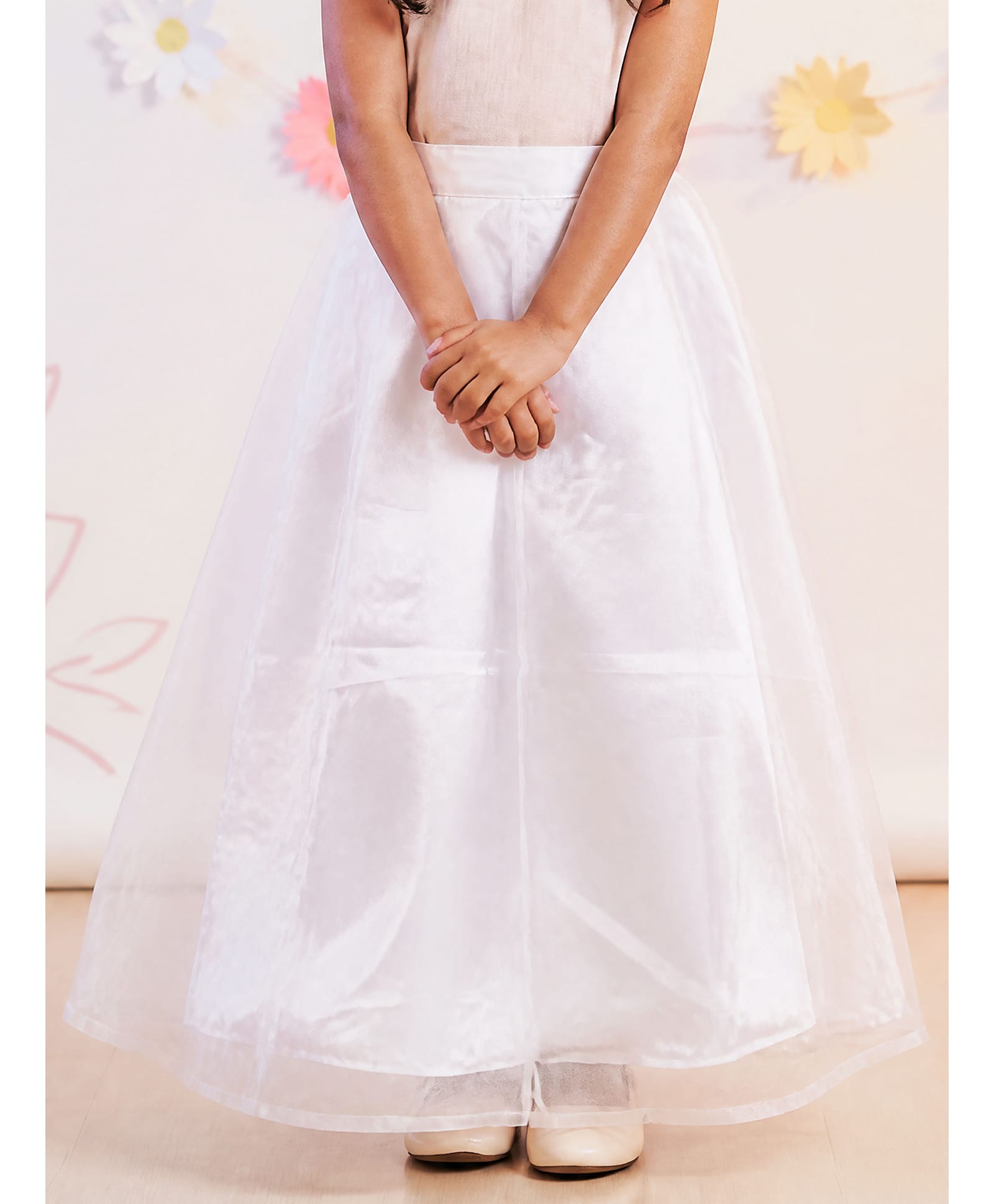 Kiddopanti Woven Solid Skirt - White-picture-23