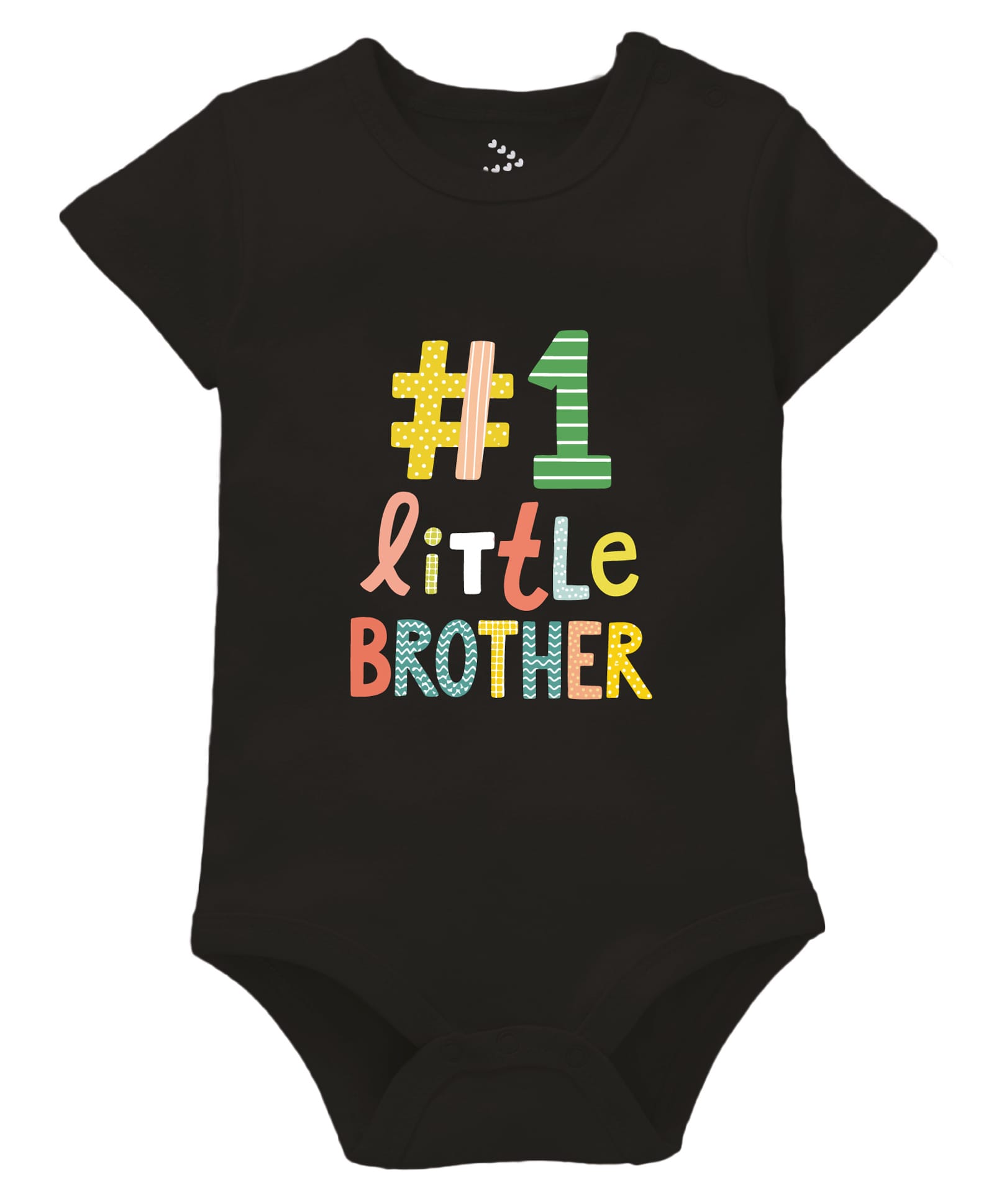 Zeezeezoo 100% Cotton Knit Raksha Bandhan Theme Half Sleeves 1 Little Brother Text Printed Onesie - Black-picture-30