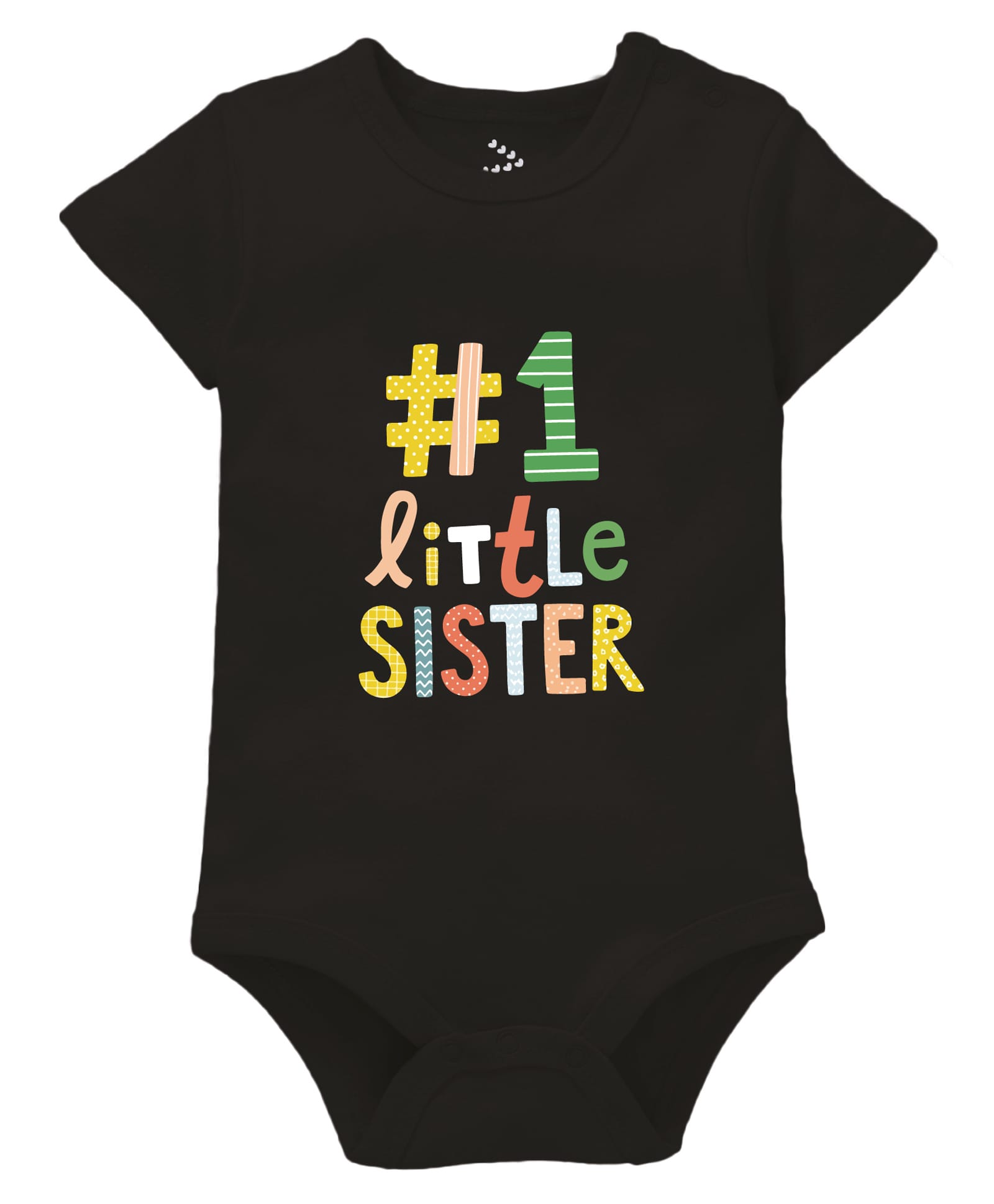 Zeezeezoo 100% Cotton Knit Raksha Bandhan Theme Half Sleeves 1 Little Sister Text Printed Onesie - Black-picture-20