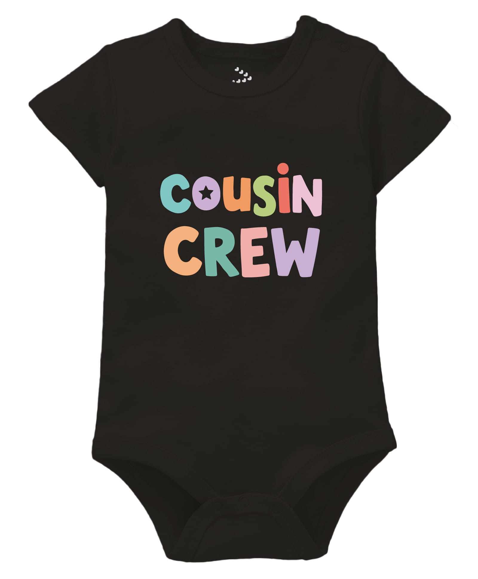 Zeezeezoo 100% Cotton Knit Raksha Bandhan Theme Half Sleeves Cousin Crew Text Printed Onesie - Black-picture-8