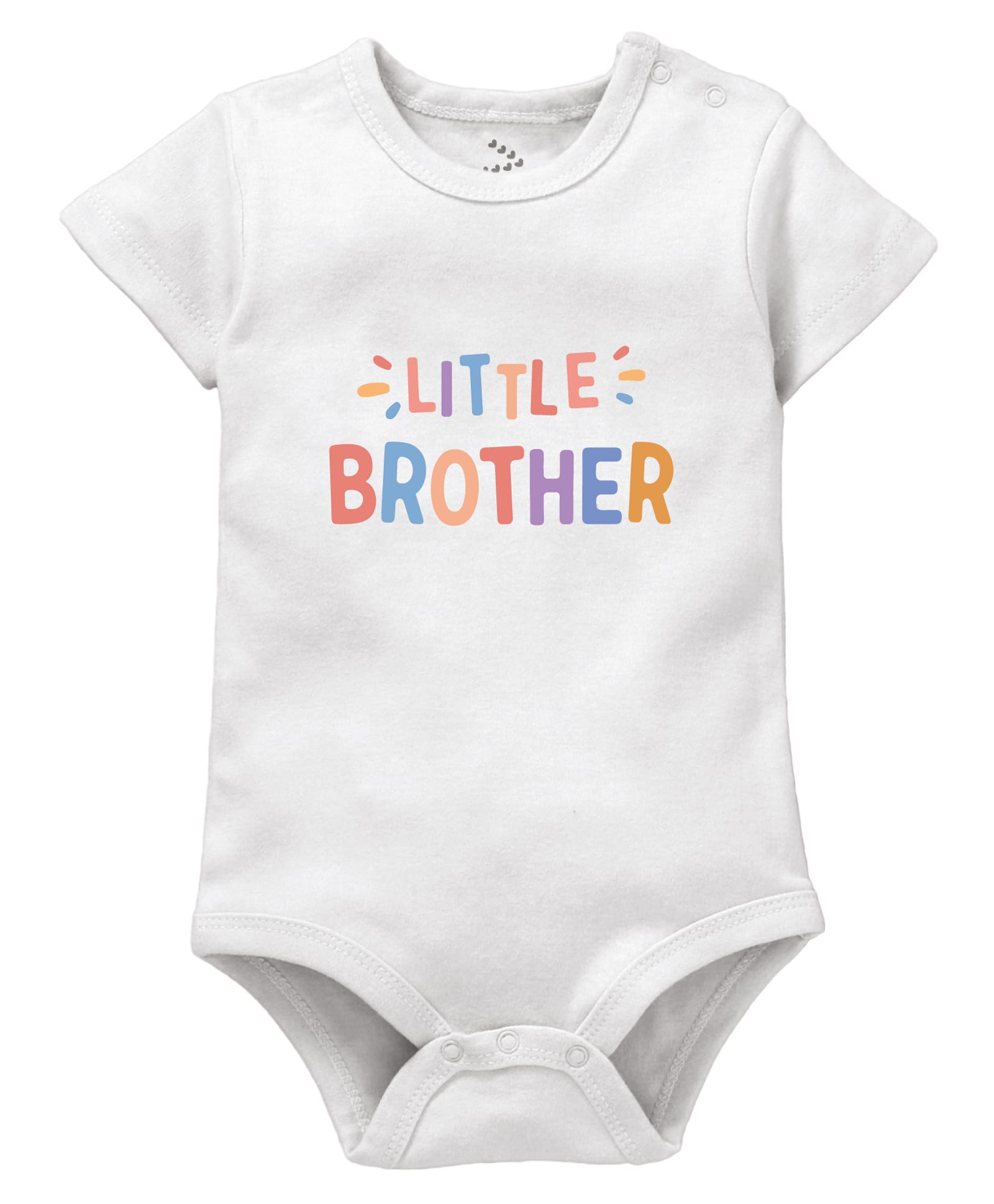 Zeezeezoo 100% Cotton Knit Raksha Bandhan Theme Half Sleeves Little Brother Text Printed Onesie - White-picture-2