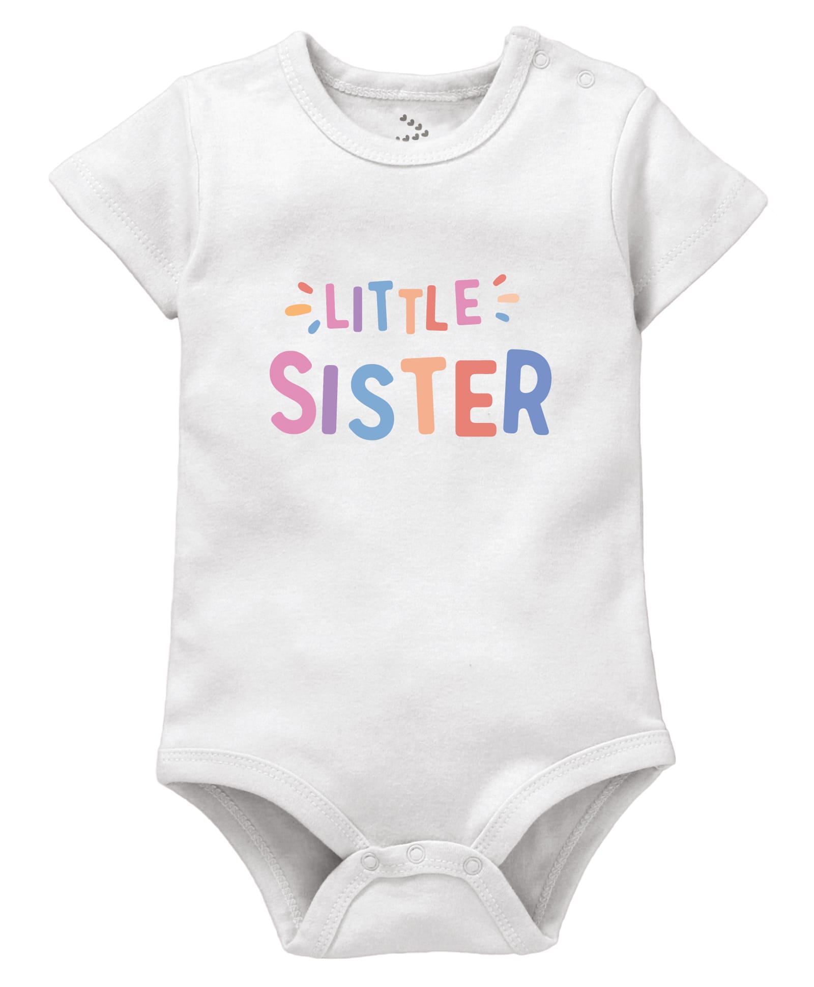 Zeezeezoo 100% Cotton Knit Raksha Bandhan Theme Half Sleeves Little Sister Text Printed Onesie - White-picture-31