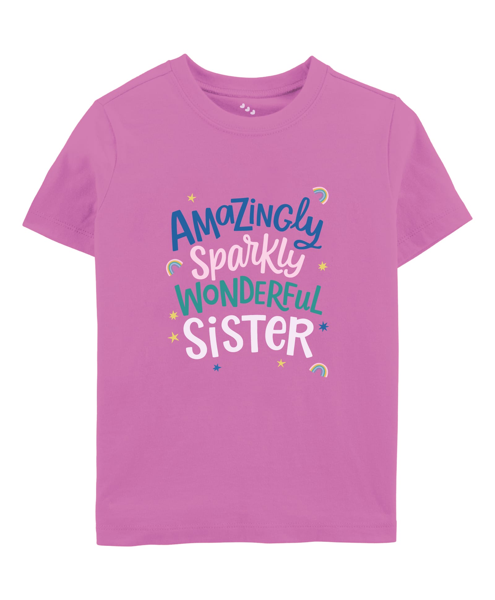 Zeezeezoo 100% Cotton Knit Raksha Bandhan Theme Half Sleeves Amazingly Sparkly Wonderful Sister Text Printed Tee - Pink-picture-24