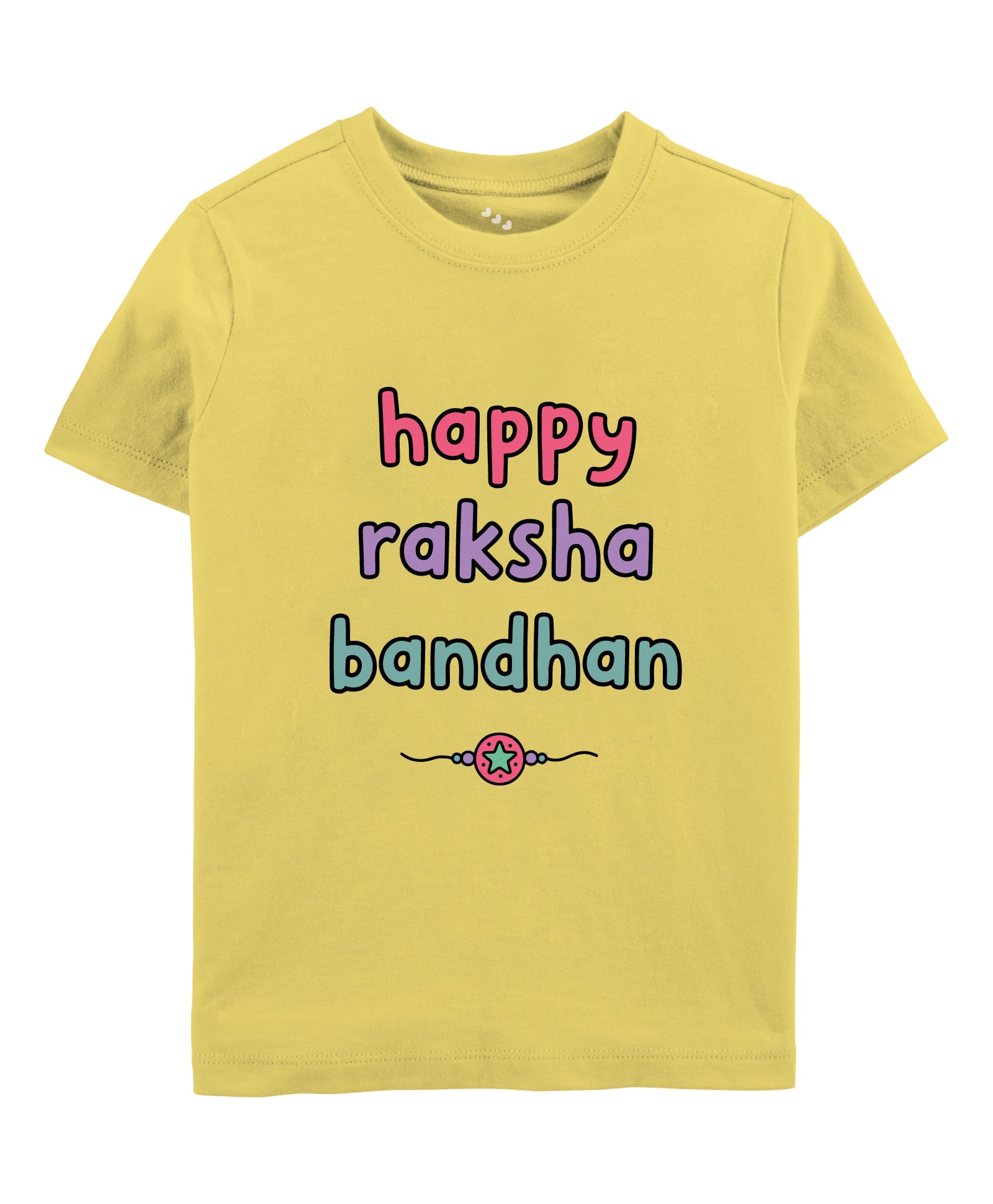 Zeezeezoo 100% Cotton Knit Rakshabandhan Theme Half Sleeves Happy Raksha Bandhan Text Printed Tee - Yellow-picture-38