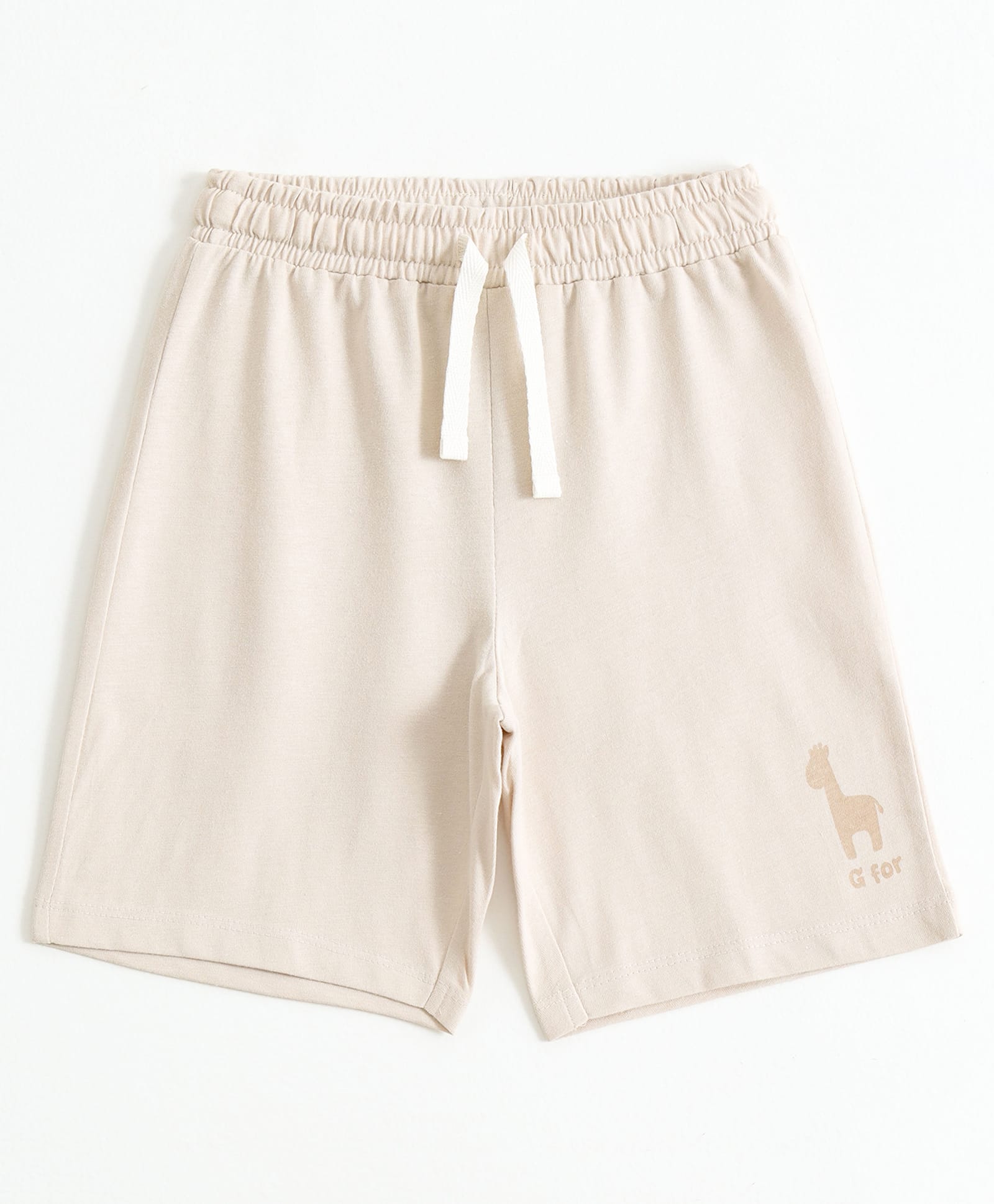JusCubs Cotton Knit Giraffe Printed Shorts - White-picture-25