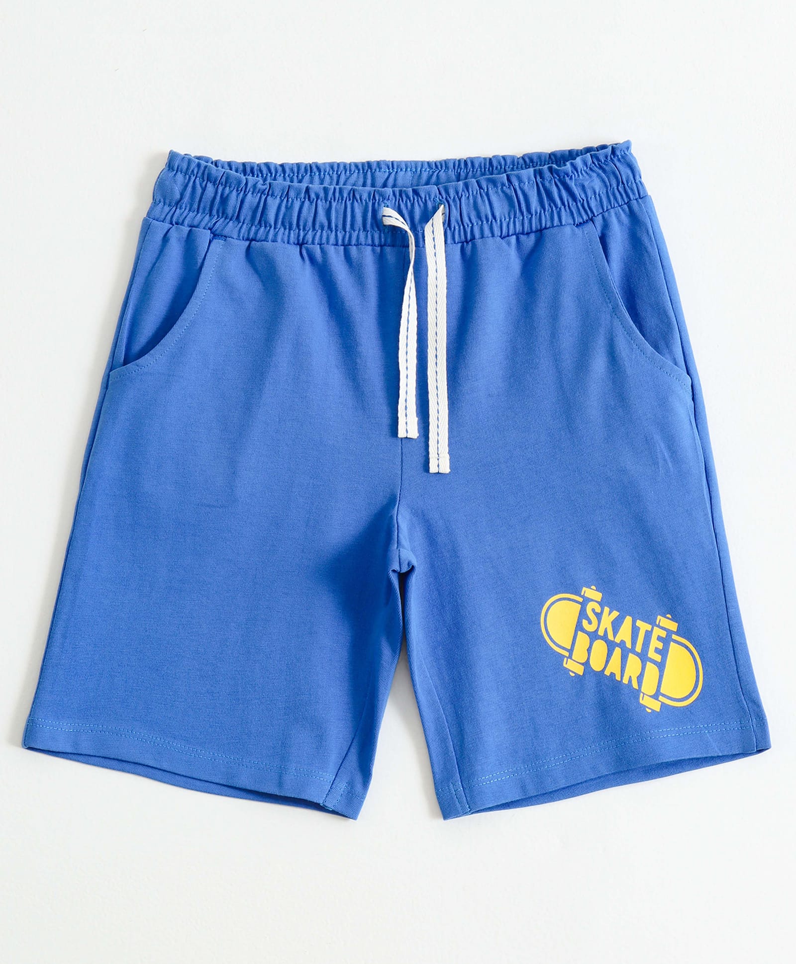 JusCubs Cotton Knit Skate Board Text Printed Shorts - Blue-image-18