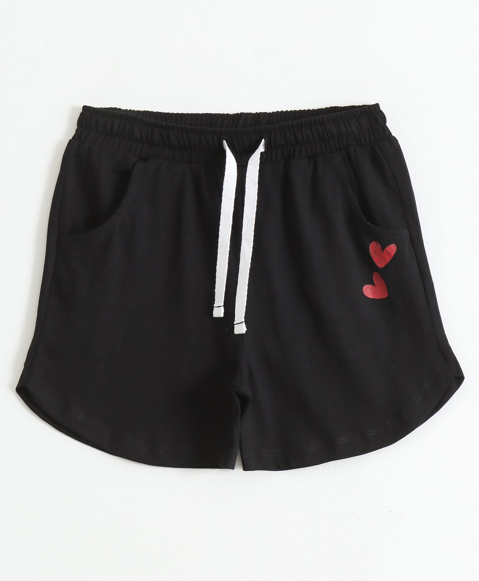 JusCubs Cotton Knit Hearts Printed Shorts - Black-picture-11