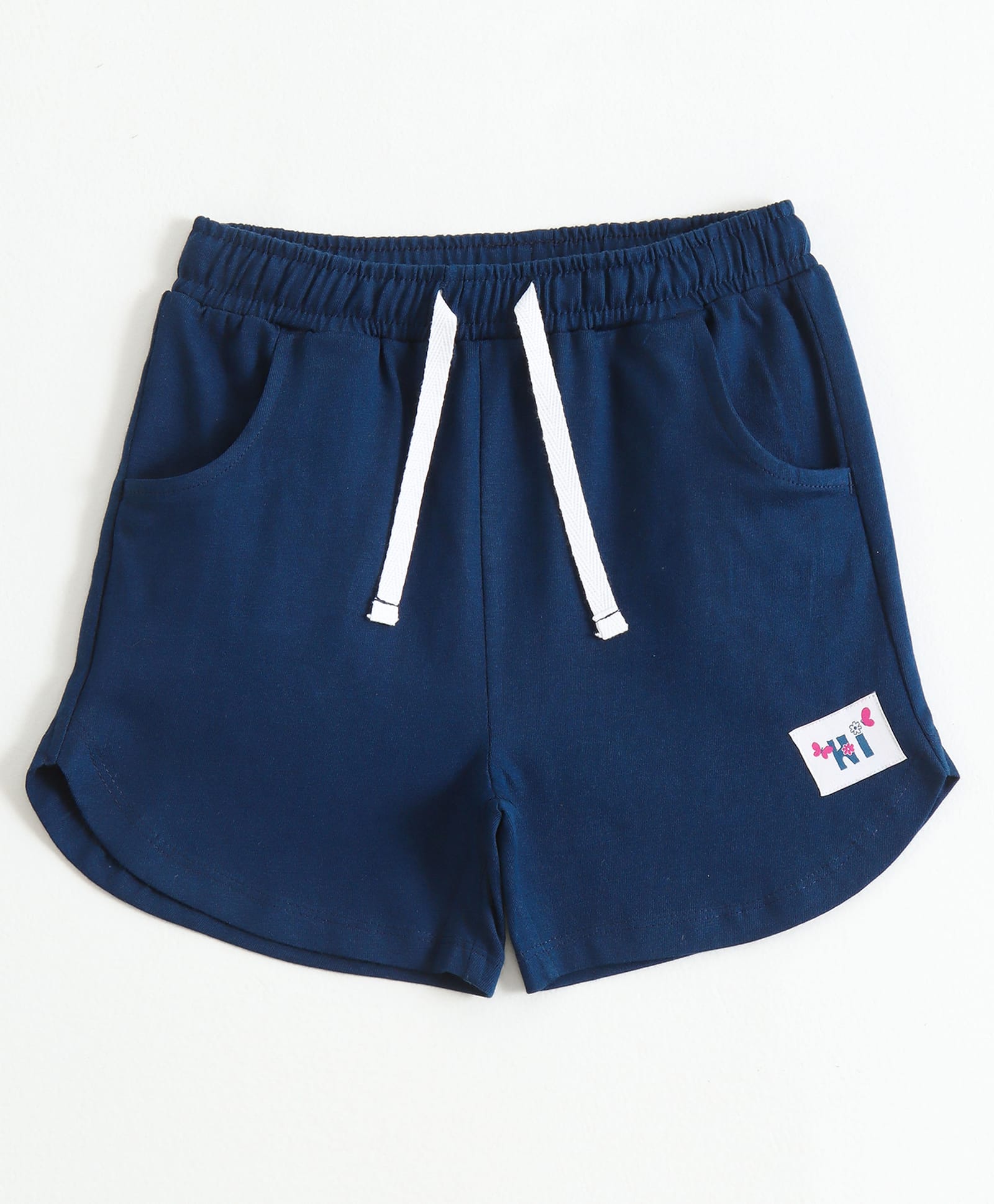 JusCubs Cotton Knit Hi Text Patch Detailed Shorts - Navy Blue-picture-10