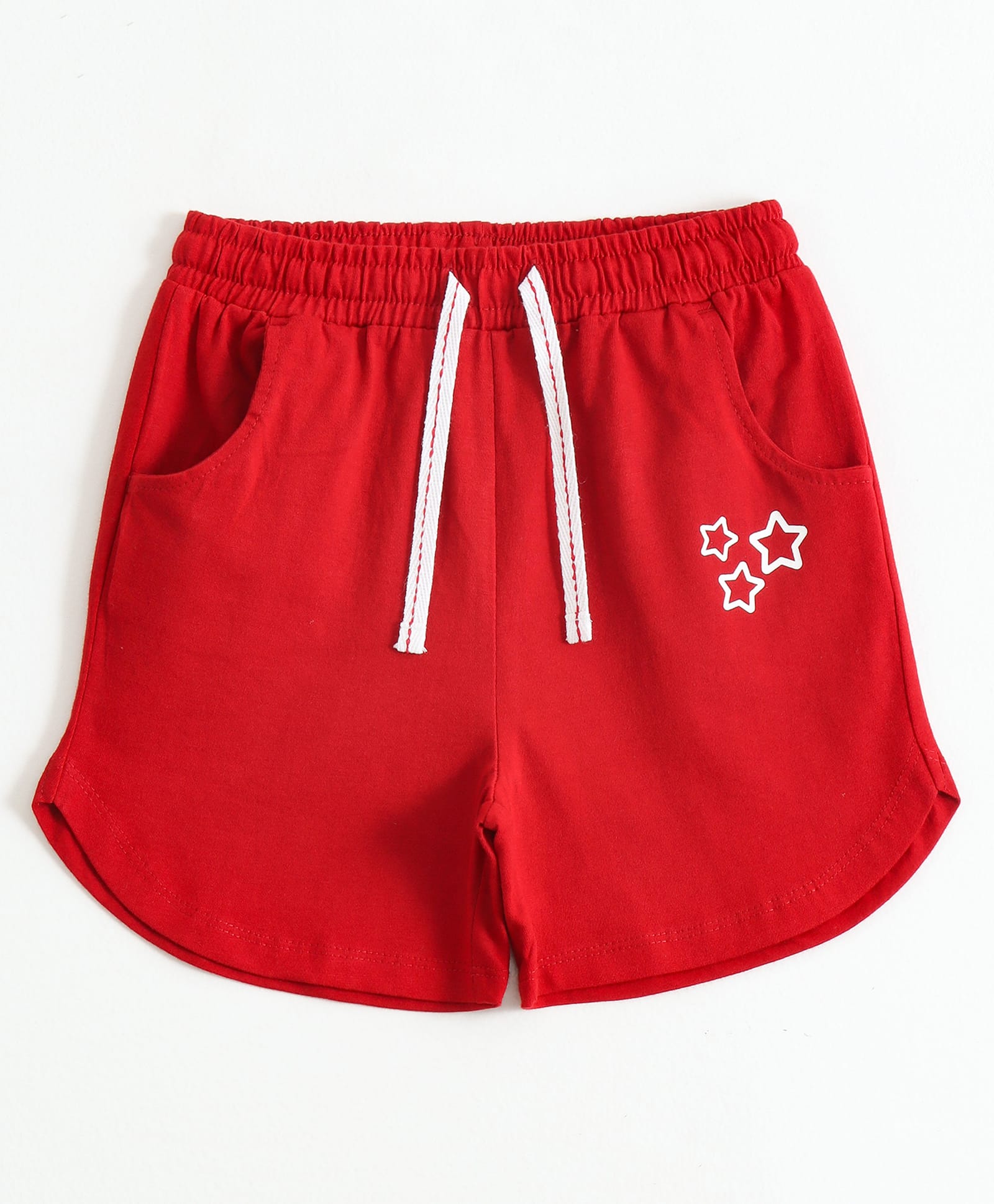 JusCubs Cotton Knit Stars Printed Shorts - Red-picture-14