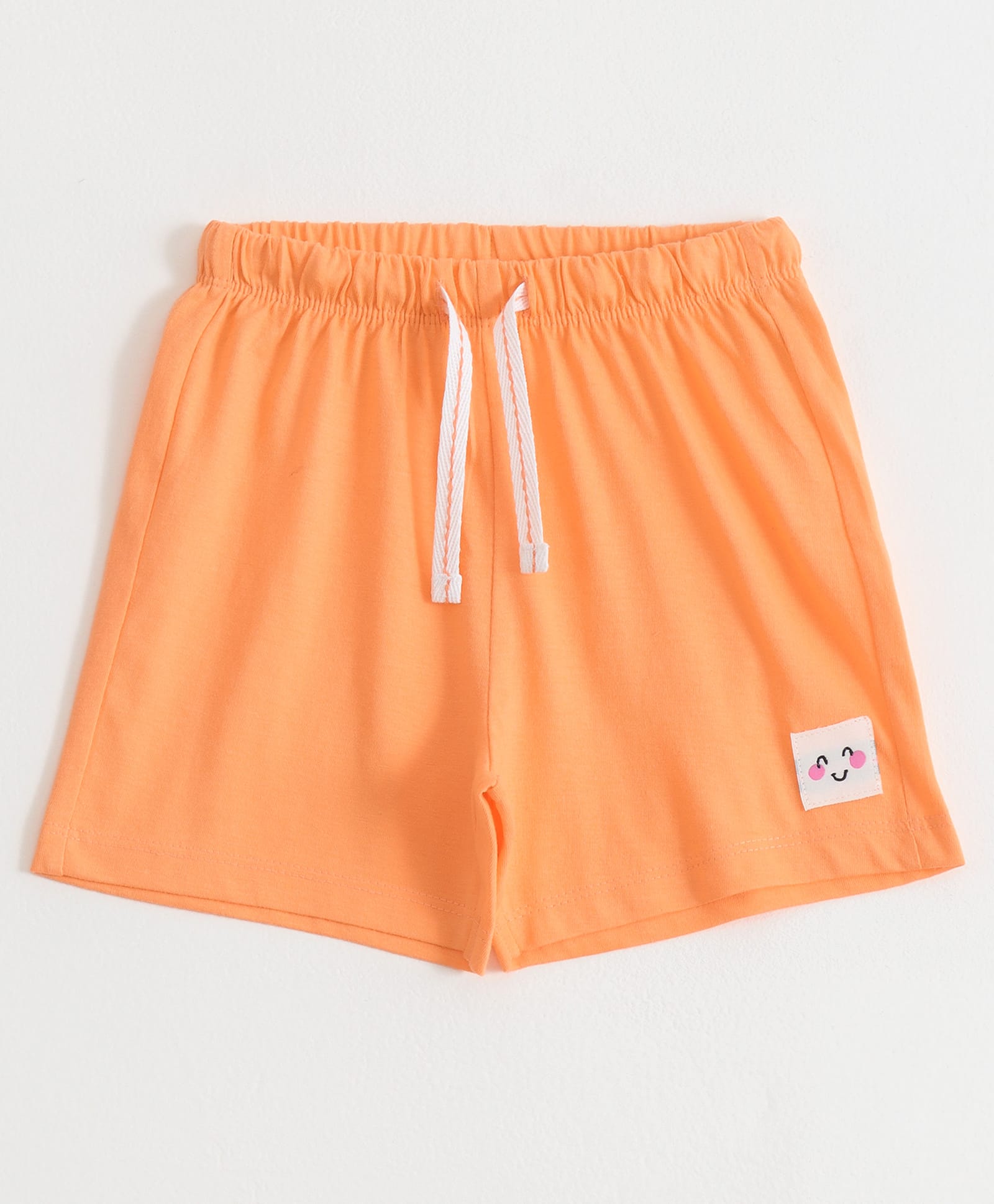 JusCubs Cotton Knit Smiley Patch Detailed Shorts - Orange-picture-27