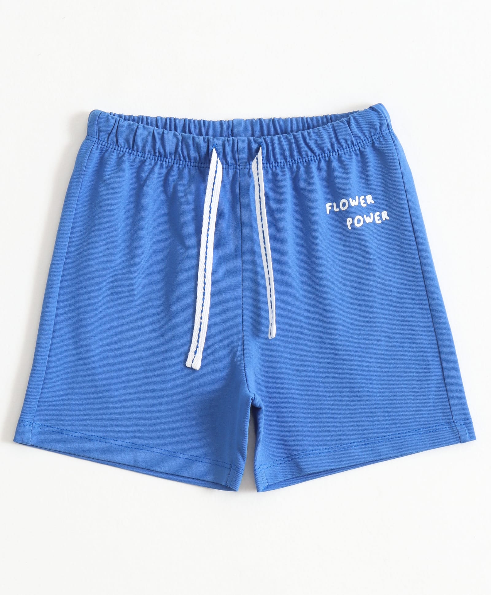 JusCubs Cotton Knit Flower Power Text Printed Shorts - Royal Blue-image-43