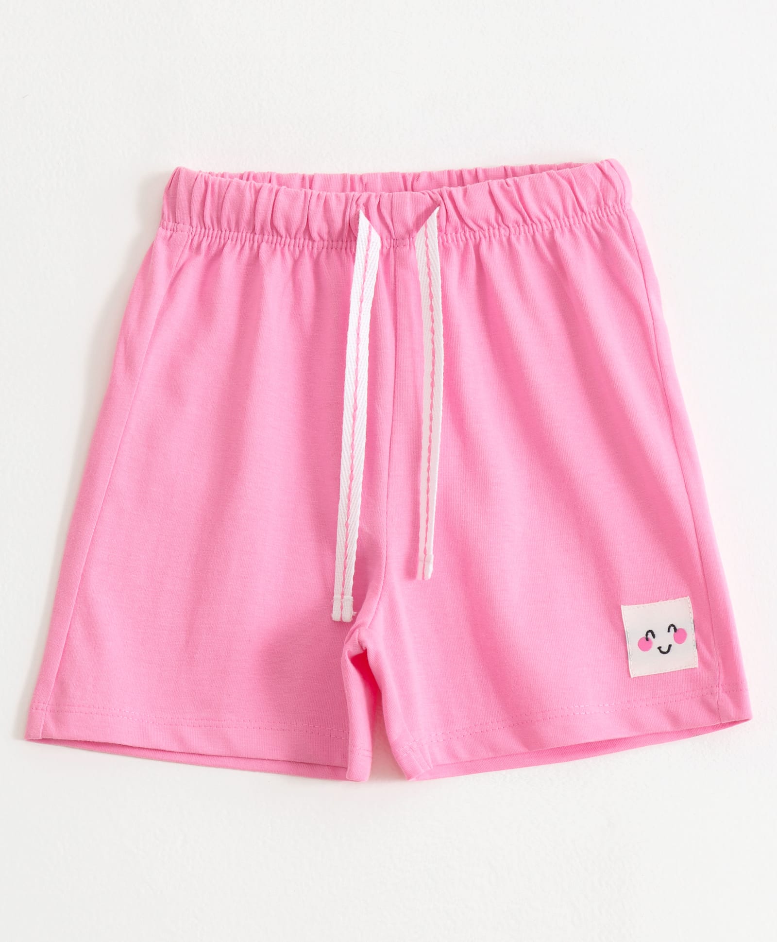 JusCubs Cotton Knit Smiley Patch Detailed Shorts - Pink-image-42