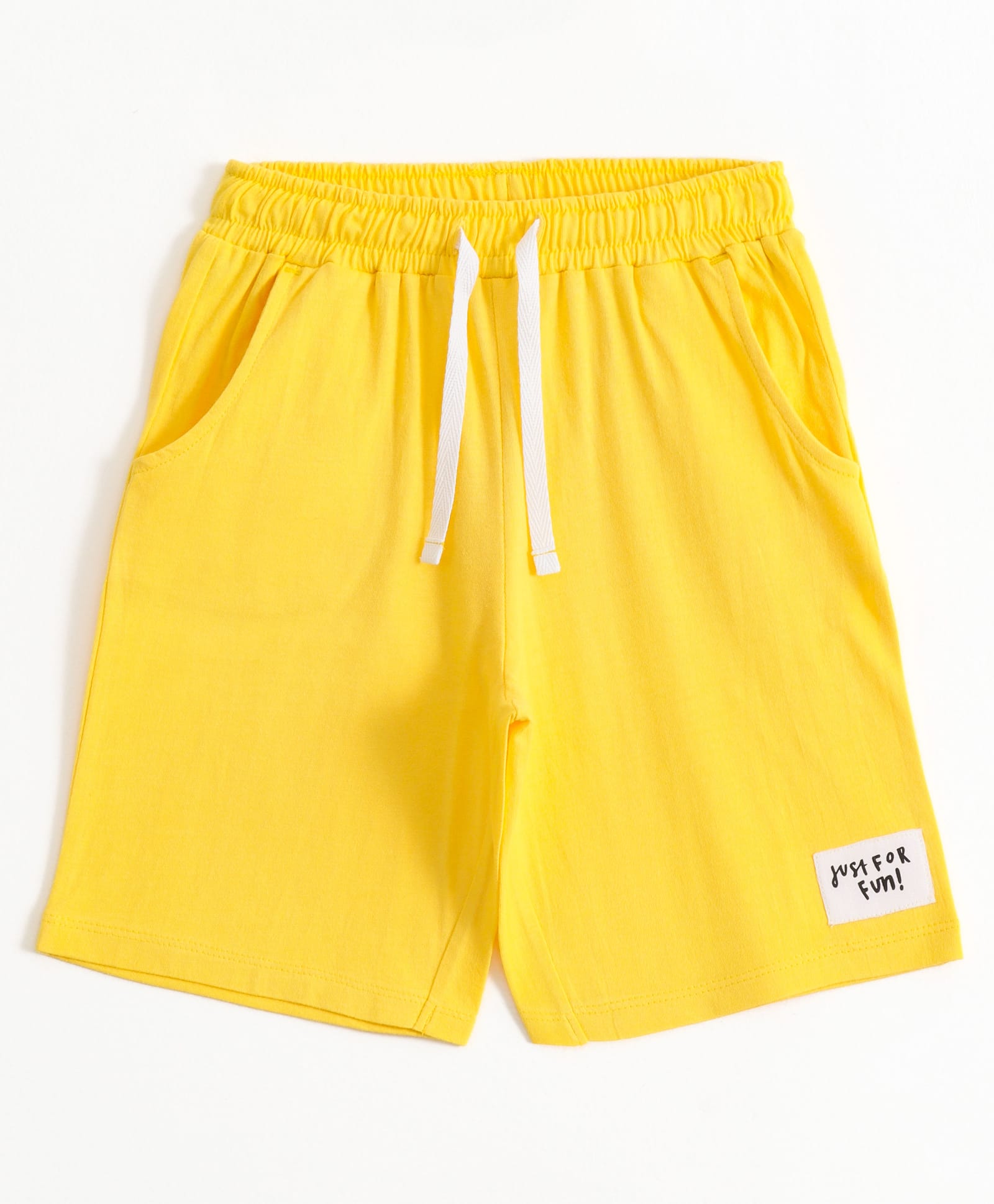 JusCubs Cotton Knit Just For Fun Text Patch Detailed Shorts - Yellow-picture-27