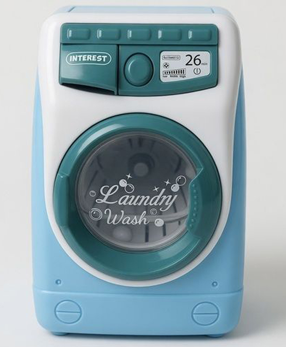ilearnngrow Pretend play 20 cm Front Load Washing Machine Toy with Spinning Drum, Light & Sound | Interactive Household Appliance Role Play Toy-picture-25